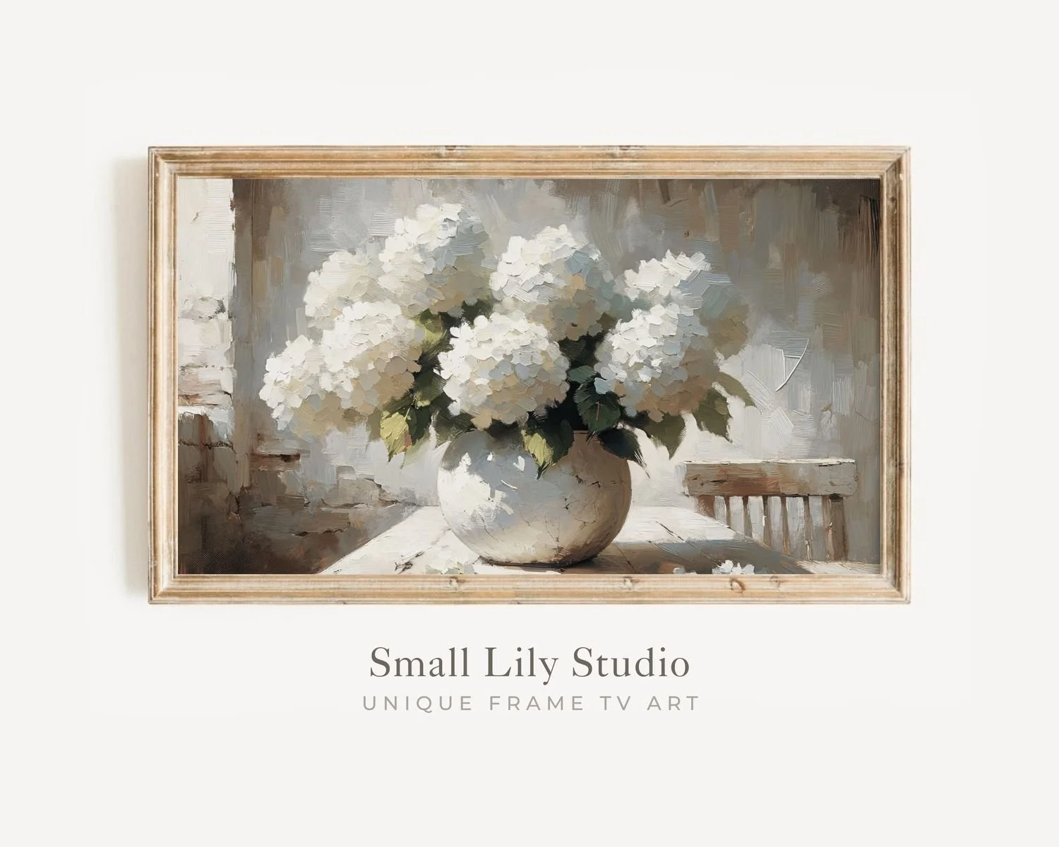 White Hydrangeas TV art