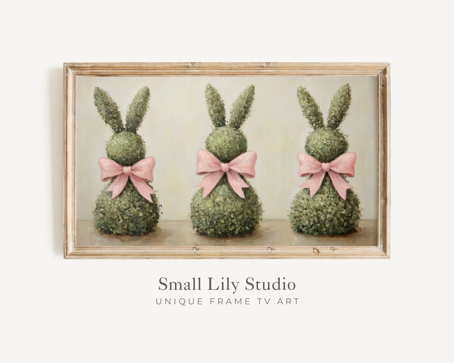 Easter Topiary Bunnies with Pink Bows TV art