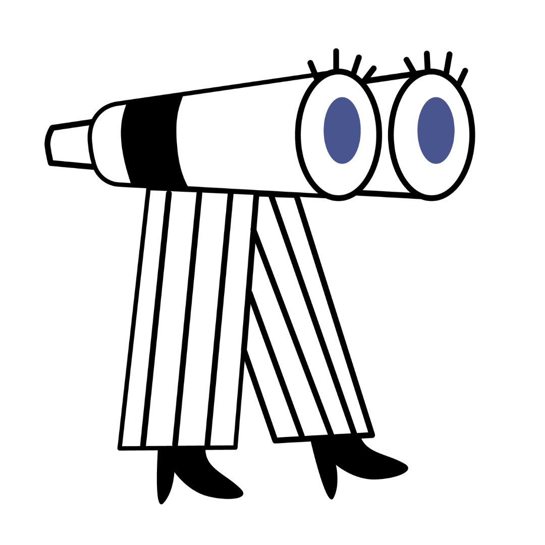 Playful illustration of binoculars on legs
