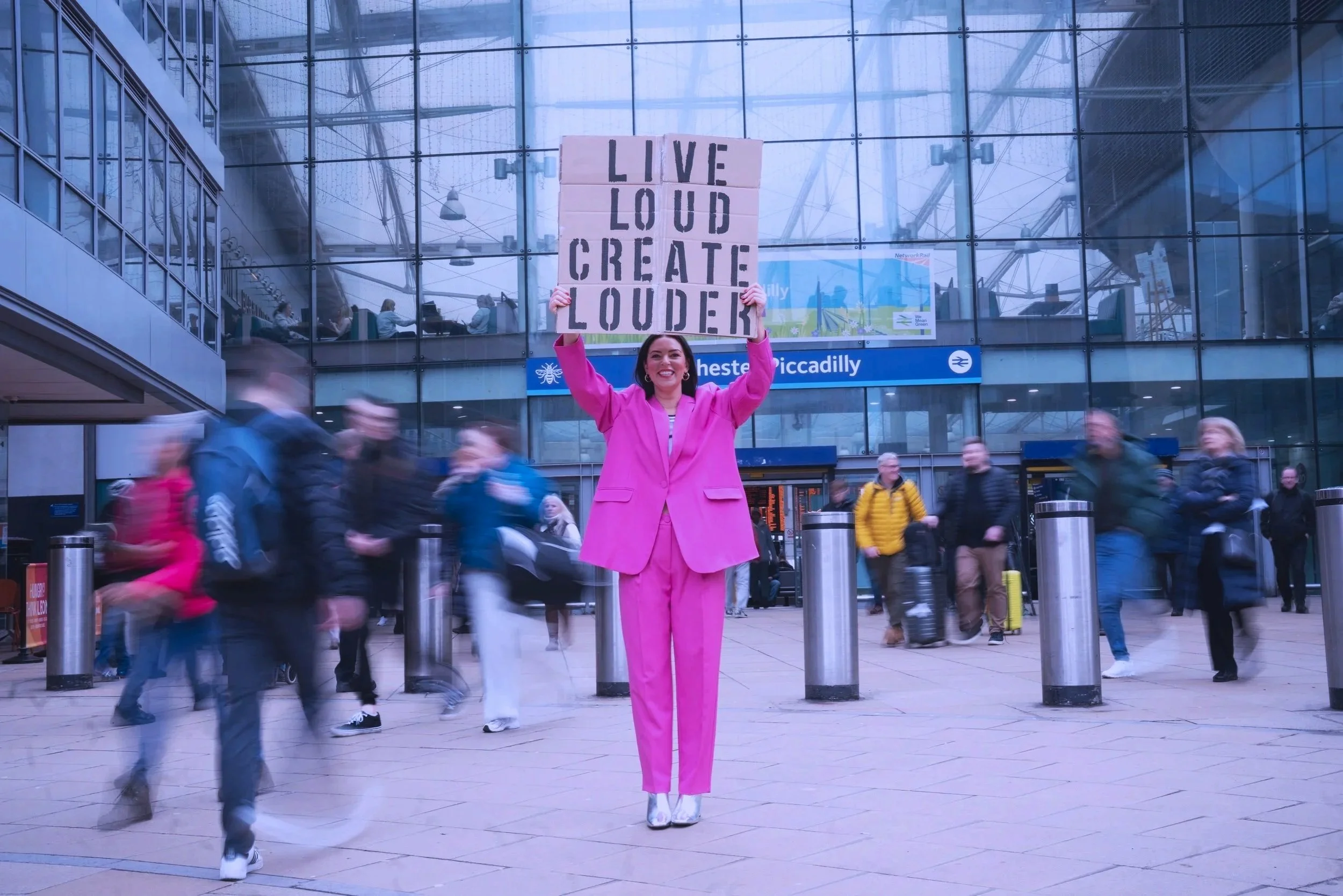 Live Loud Create Louder. The Grix Sisters, be you, don't ever change, Piccaddilly Station, Manchester 