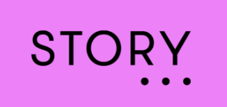 Black text on white background spelling out 'STORY...' with two dots.