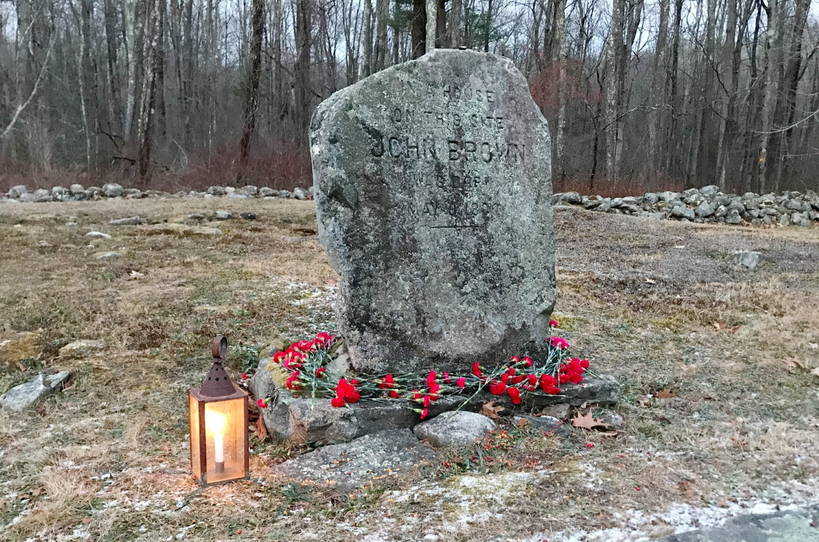 monument at John Brown birthplace in Torrington, CT