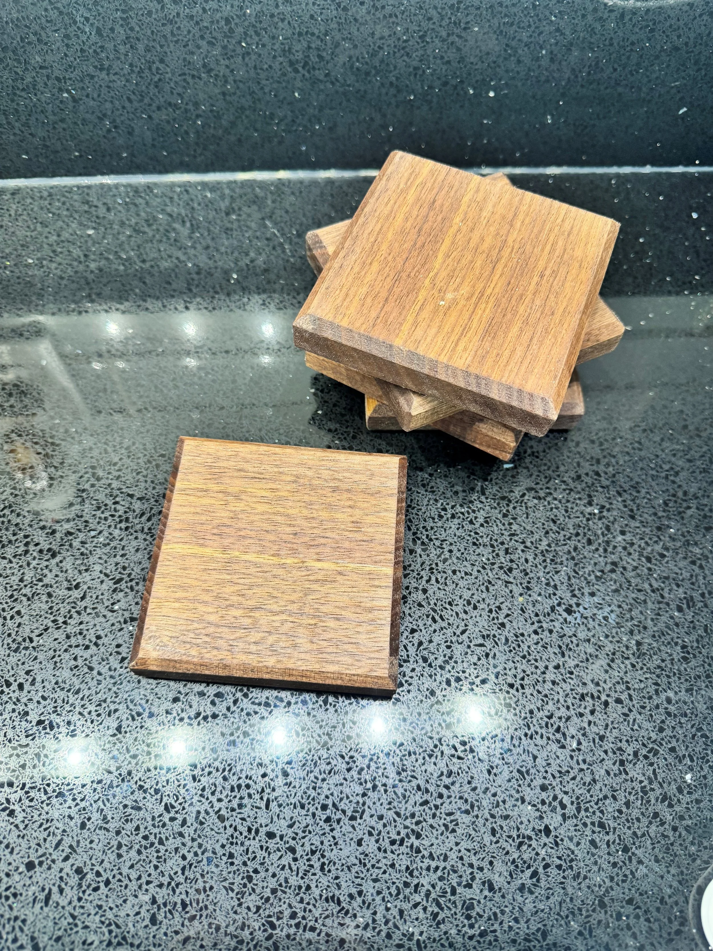 Wooden coasters made from black walnut