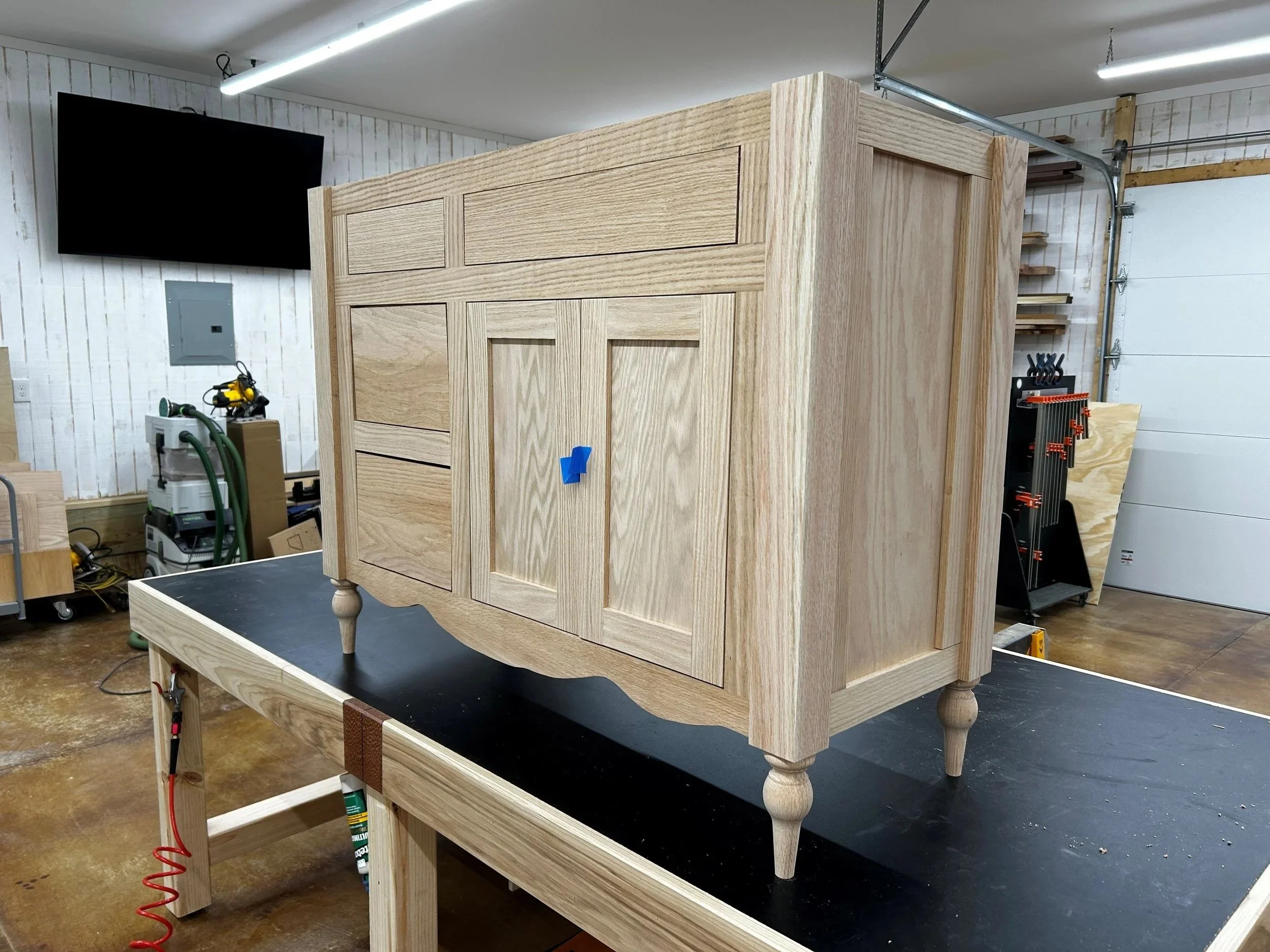 Red oak bathroom vanity