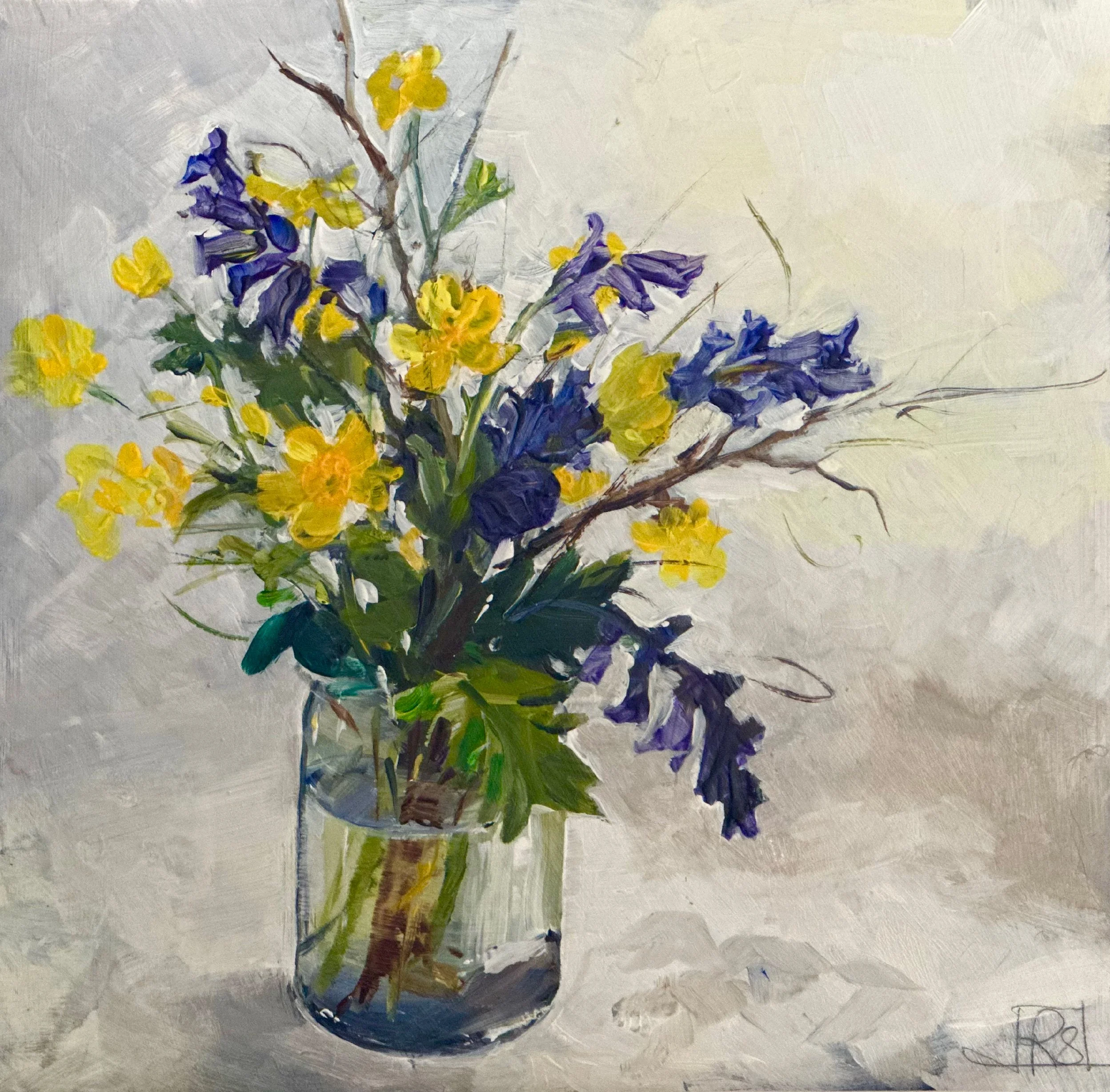 Bluebells and Buttercups in a jam jar.jpg