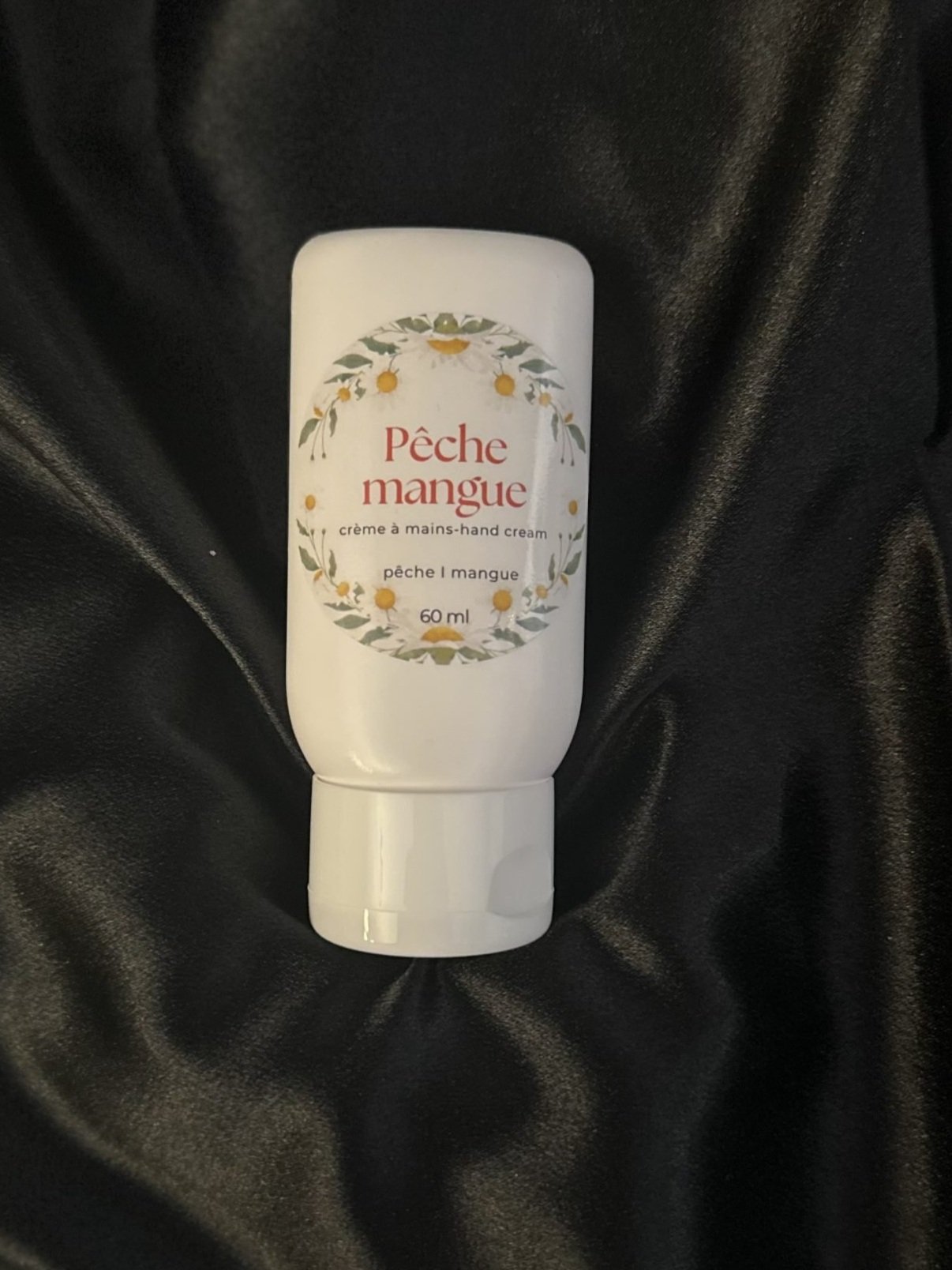 crème à mains, pêche mangue
