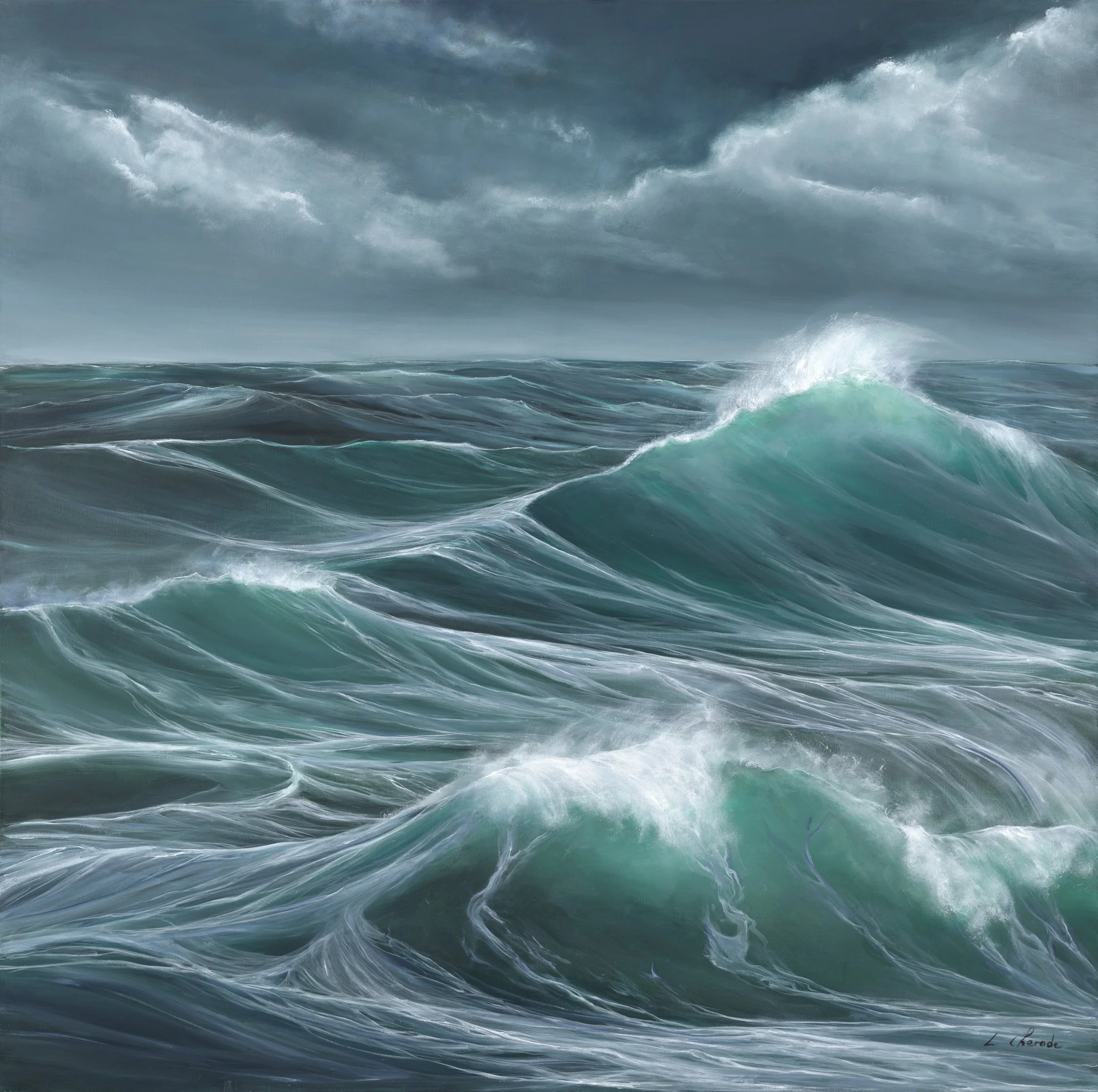 Vert d'orages, 100x100 cm, acrylique sur toile