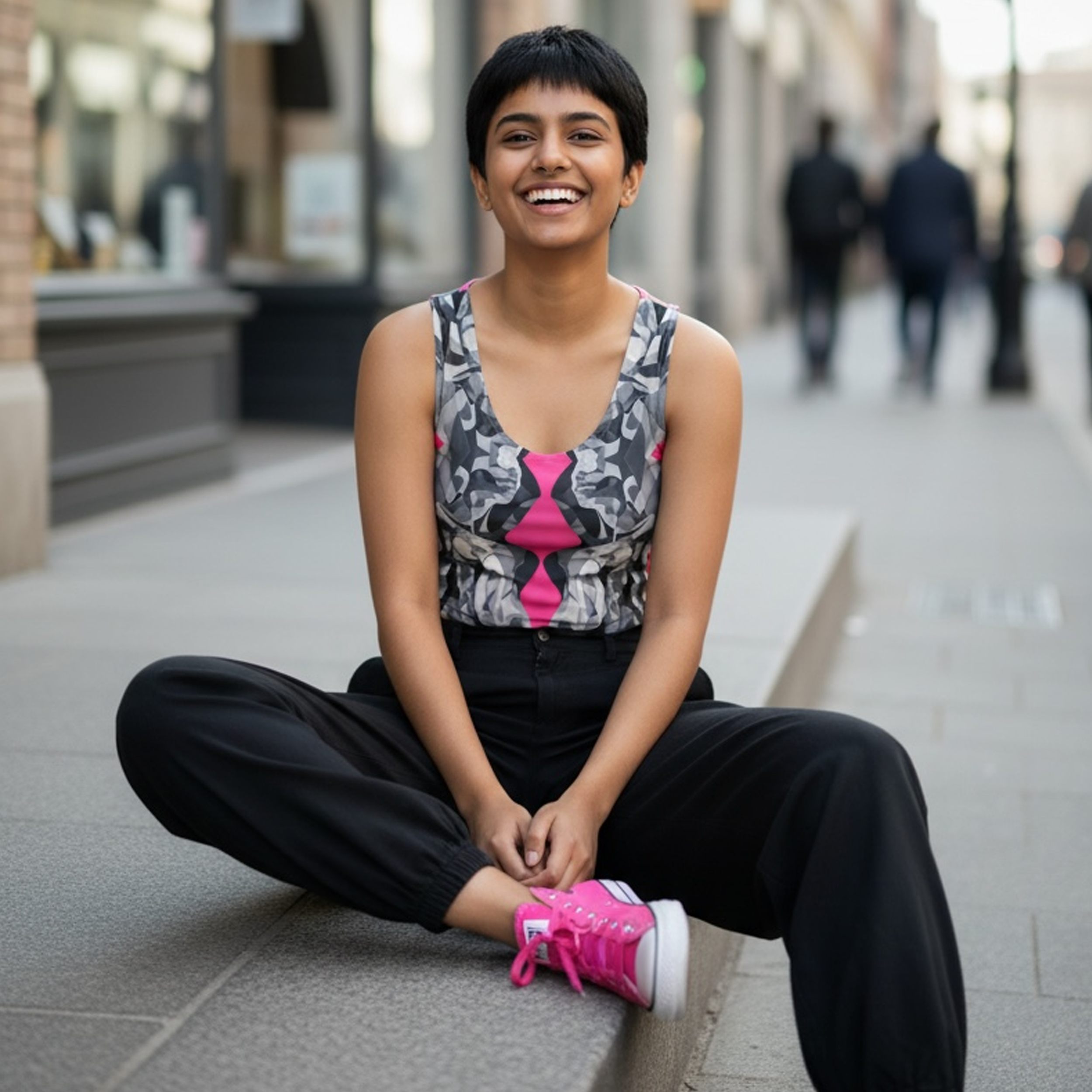 Guardian Pink and Black  Crop Top