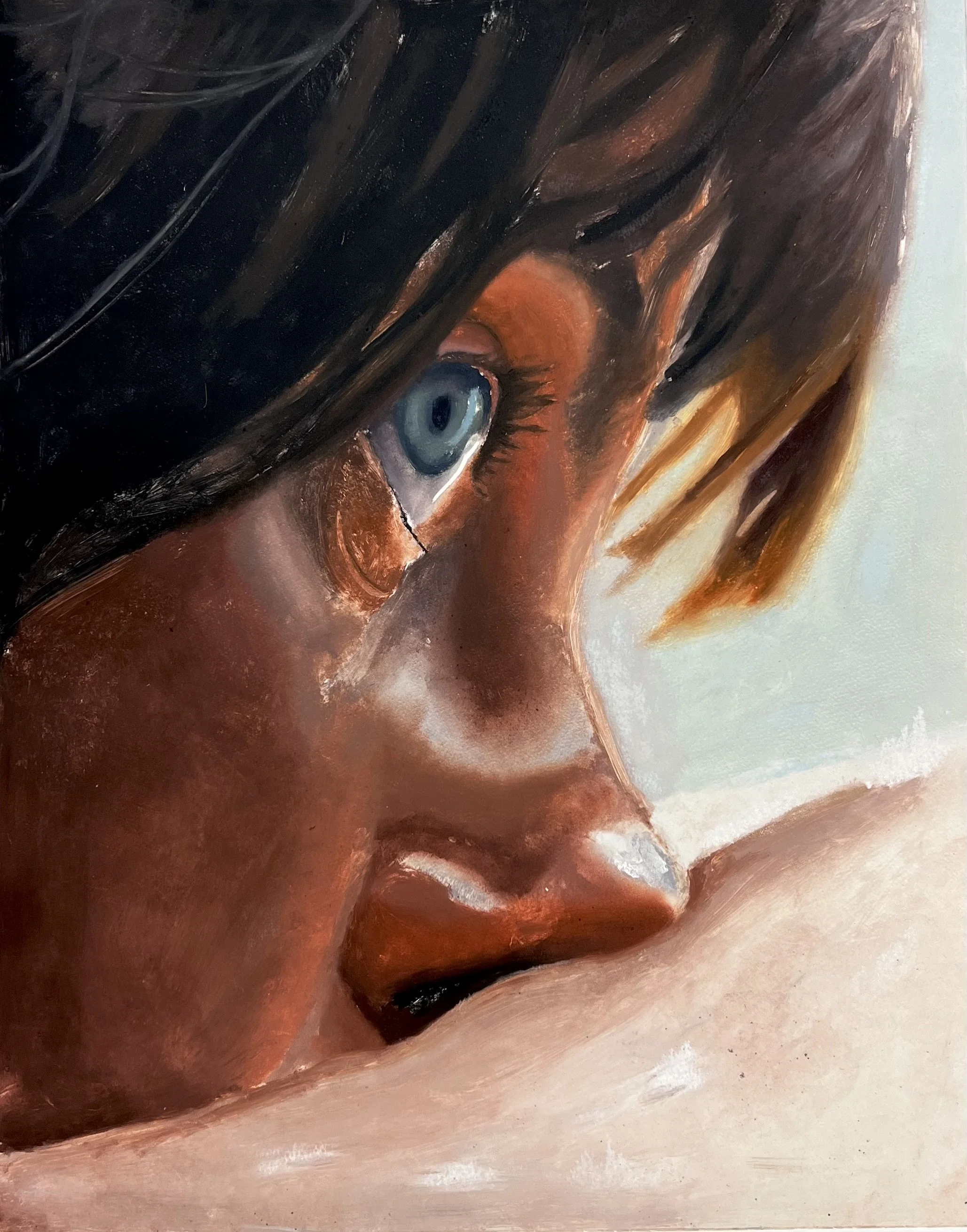 'Milly At Her Window', monoprint on paper, image size H 72 x 57cm