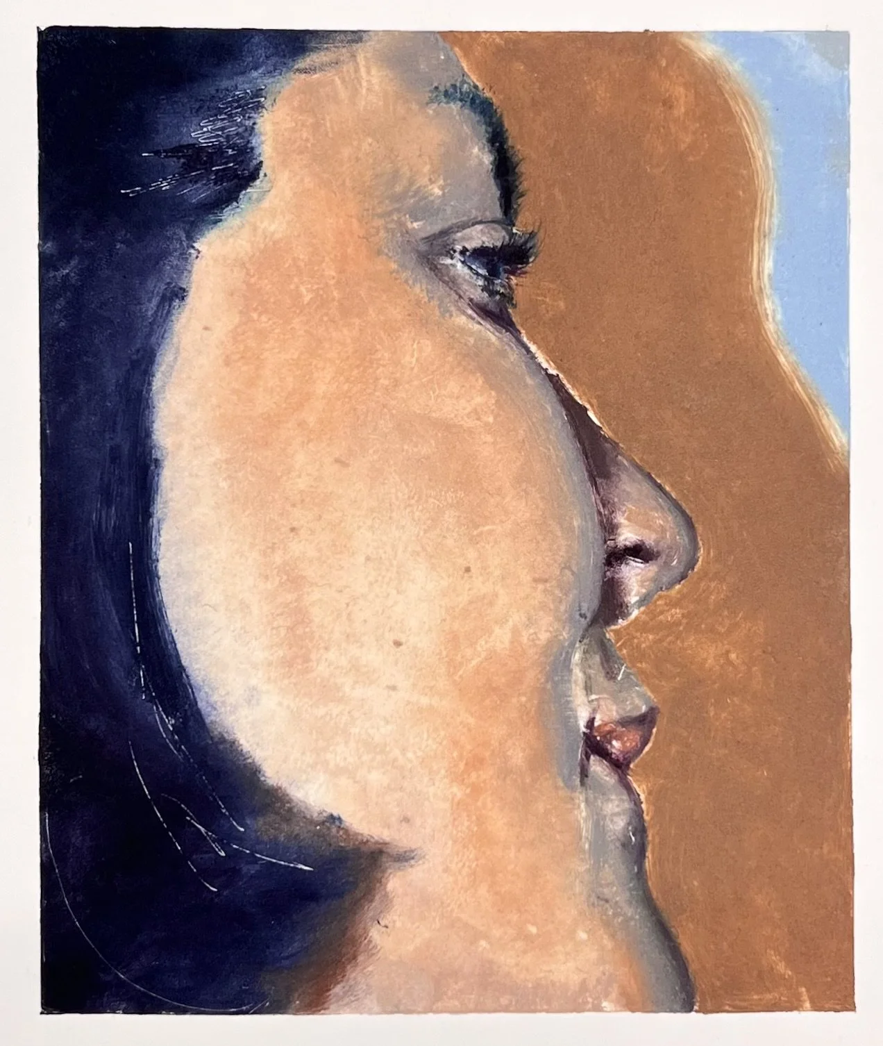 'Courtney - Pause', monoprint on paper, image size H 20 x 17cm