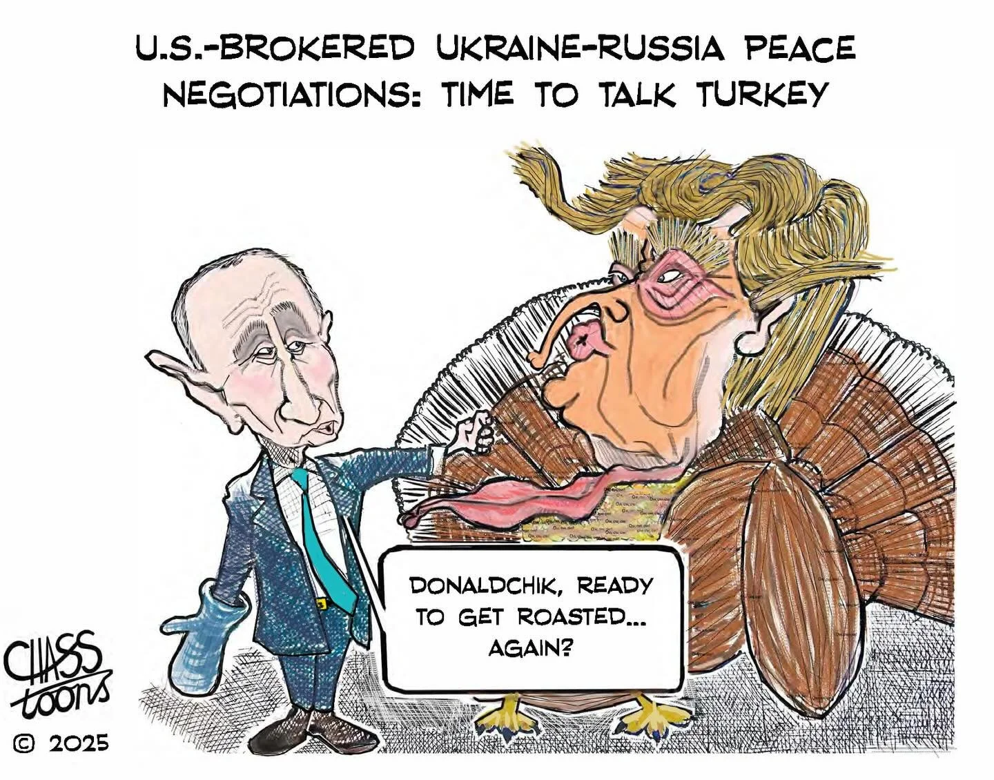 Happy Thanksgiving from the two biggest turkeys I know!

#vladimirputin #putin #donaldtrump #potus #ukraine #ukrainetoday #ukrainewar #ukrainerussiawar #russia #russia🇷🇺 #russian #ukrainians #peace #peacetalks #politics #jiveturkey #turkeys #gobble