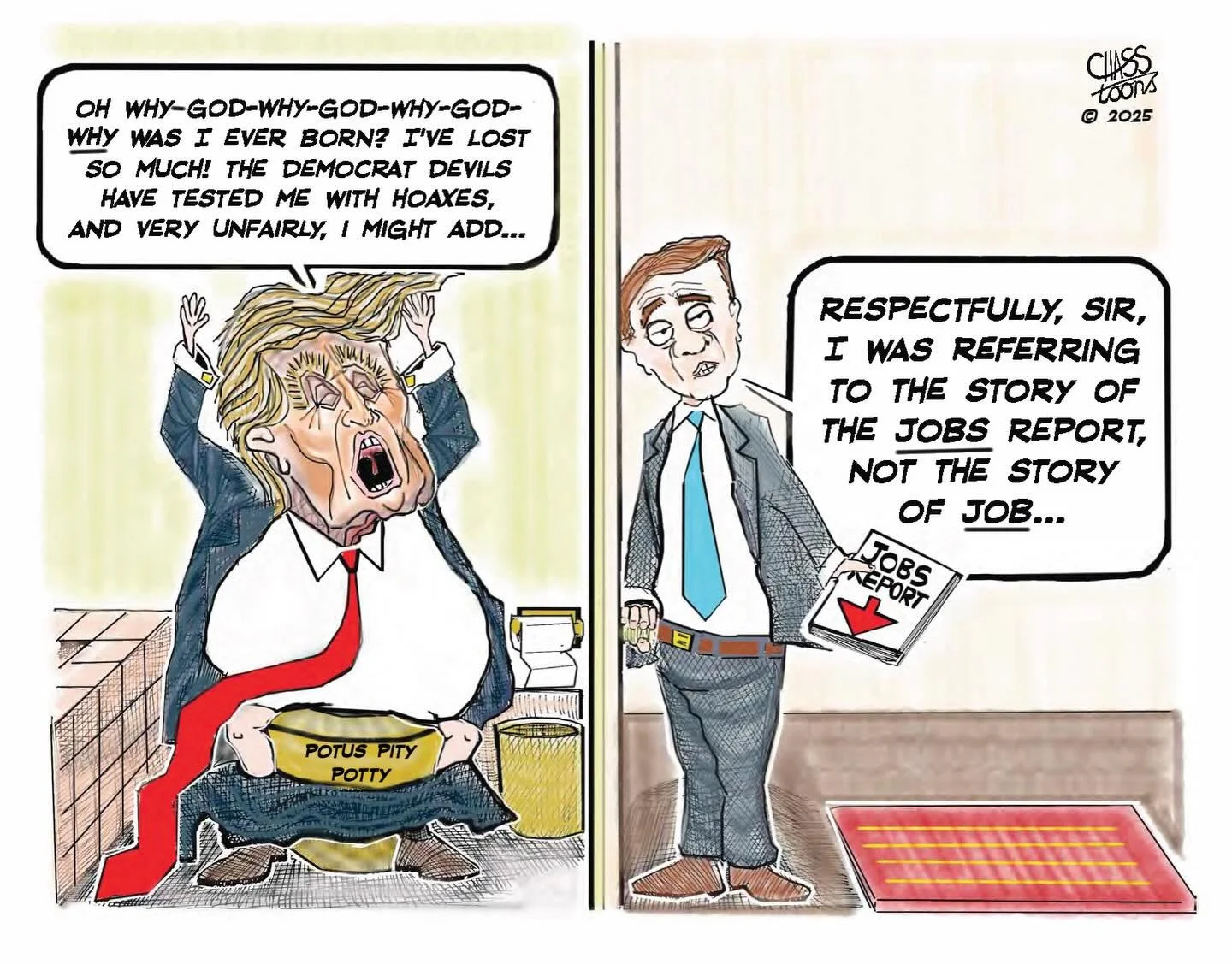 I had to go all Old Testament on the pumpkin predator this morning if only to highlight his pathological narcissistic sociopathy, which causes him to focus on himself and his own grievances even while so many Americans are suffering from job loss, in