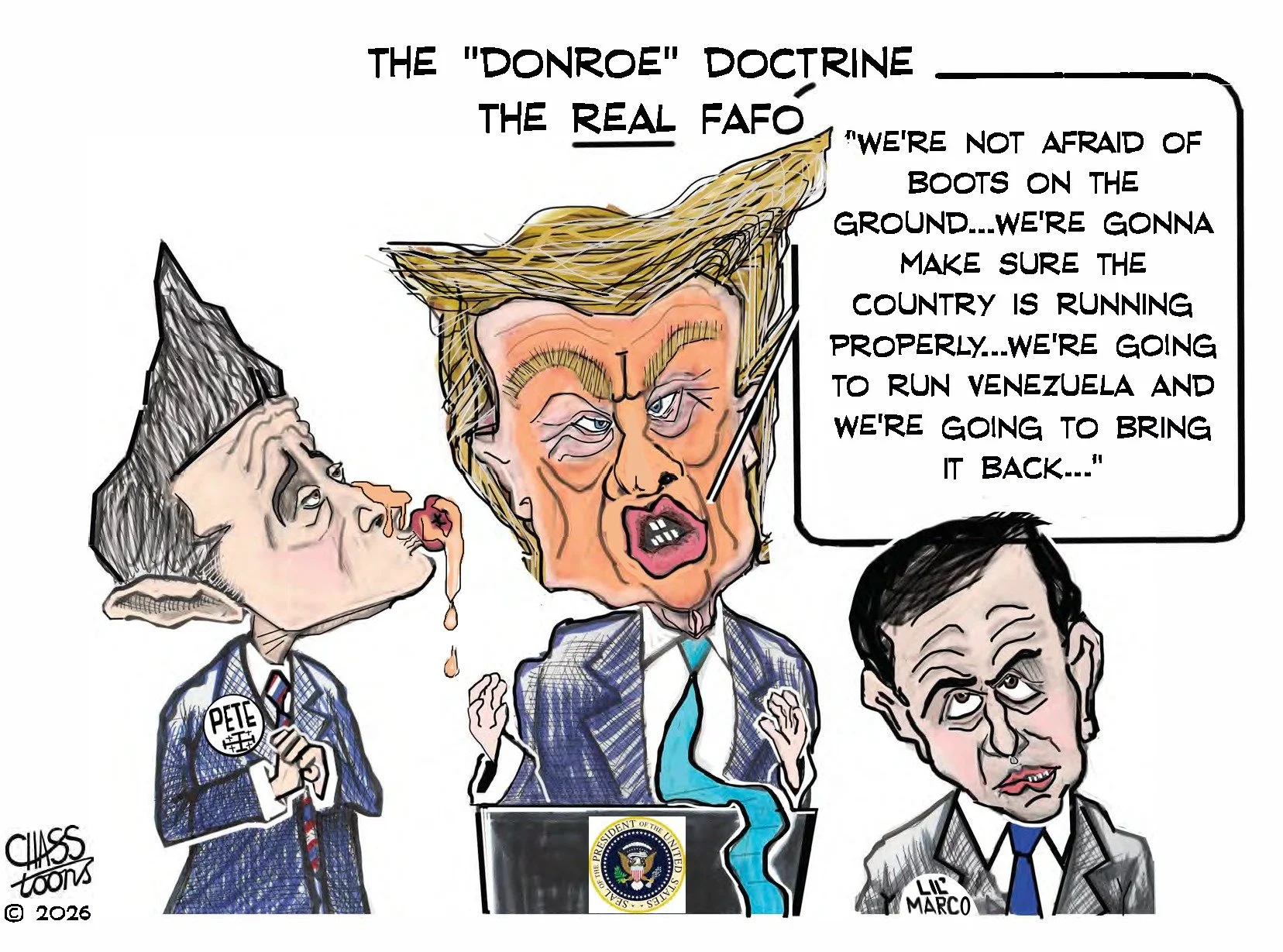 Please visit my Substack for the full rant and rave accompanying the toon. And while you're there, please, please, please subscribe!

#donaldtrump #venezuela #unconstitutional #petehegseth #marcorubio 

https://open.substack.com/pub/amchassy/p/cf-faf