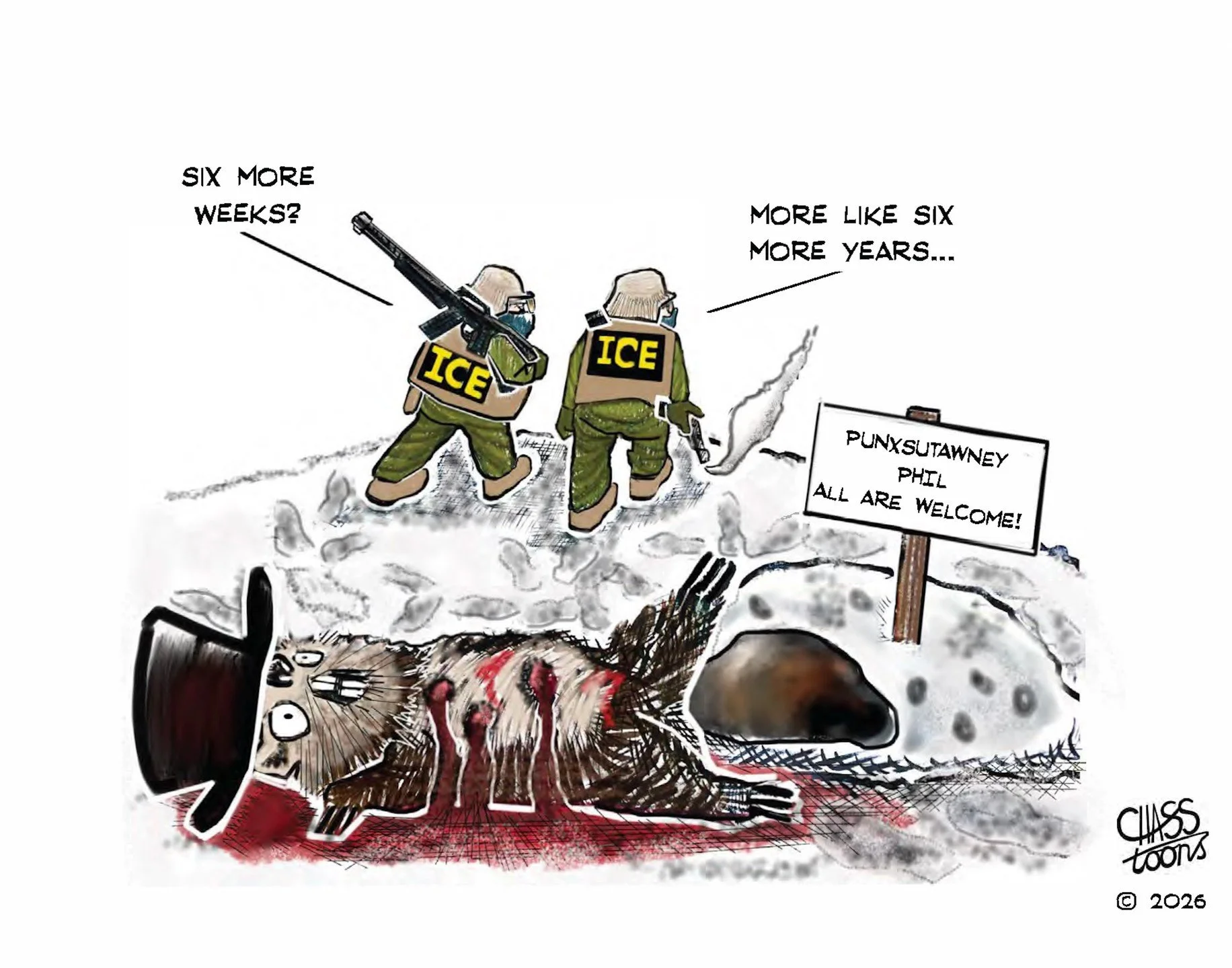 For full rant-n-rave, please click on the link below and the comments to visit my Substack, and don't forget to subscribe!

#groundhogday #ice #homelandsecurity #donothingdemocrats #punxsutawneyphil #editorialart #editorialcartoon #editorialillustrat