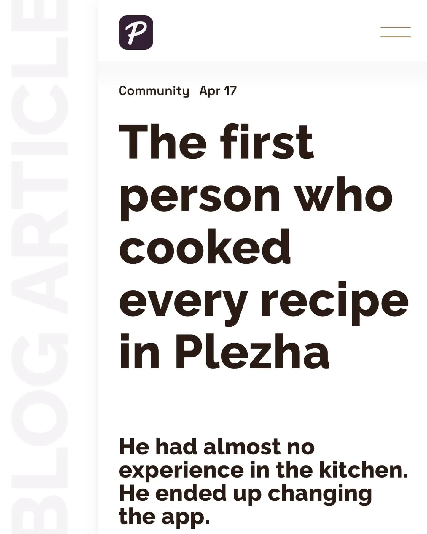 Meet Viсtor. Engineer, game designer, athlete. Zero cooking experience one year ago. Read what happened &mdash; link in bio.