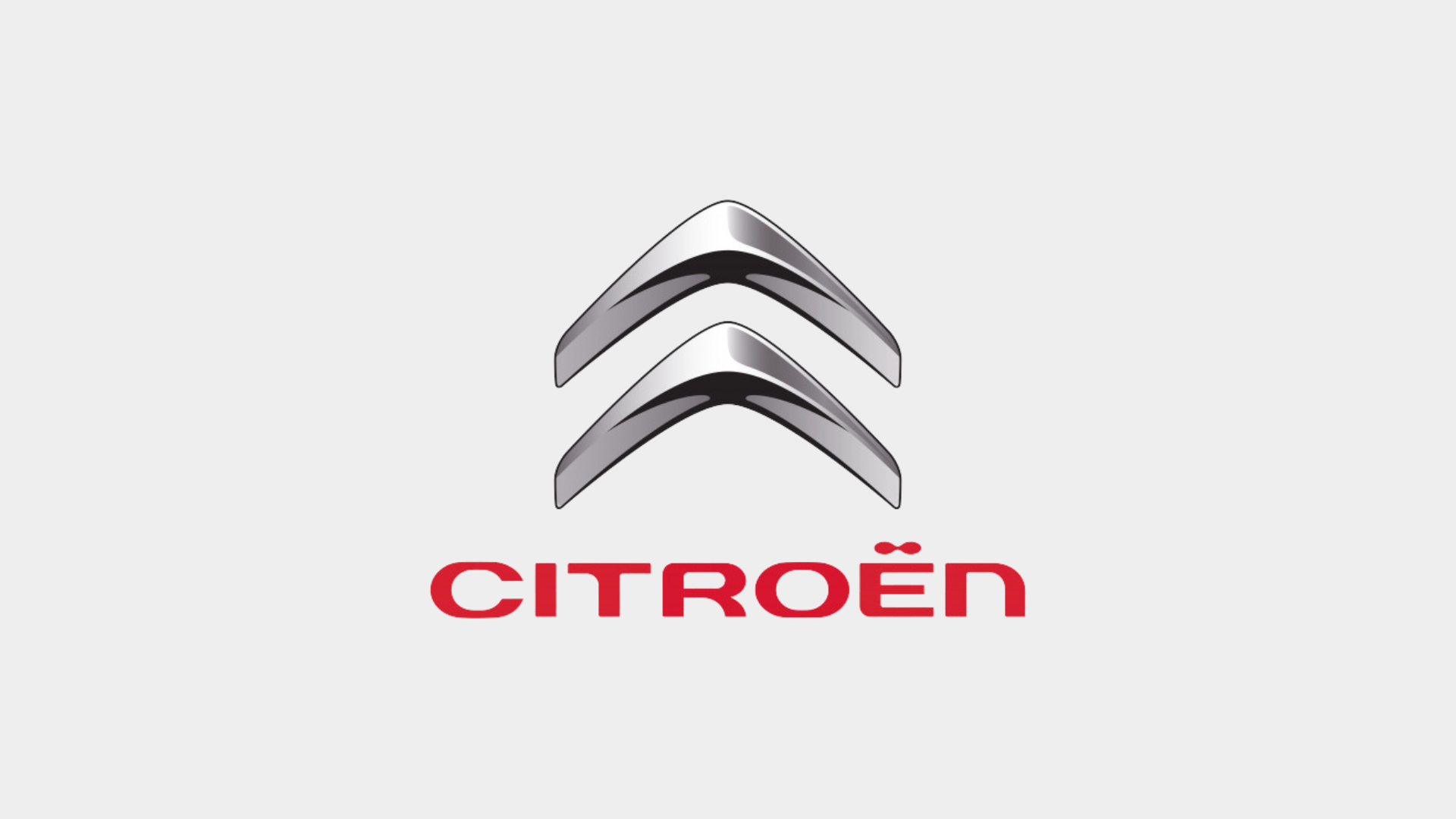 Citroën logo with double chevron and text underneath on a light background.
