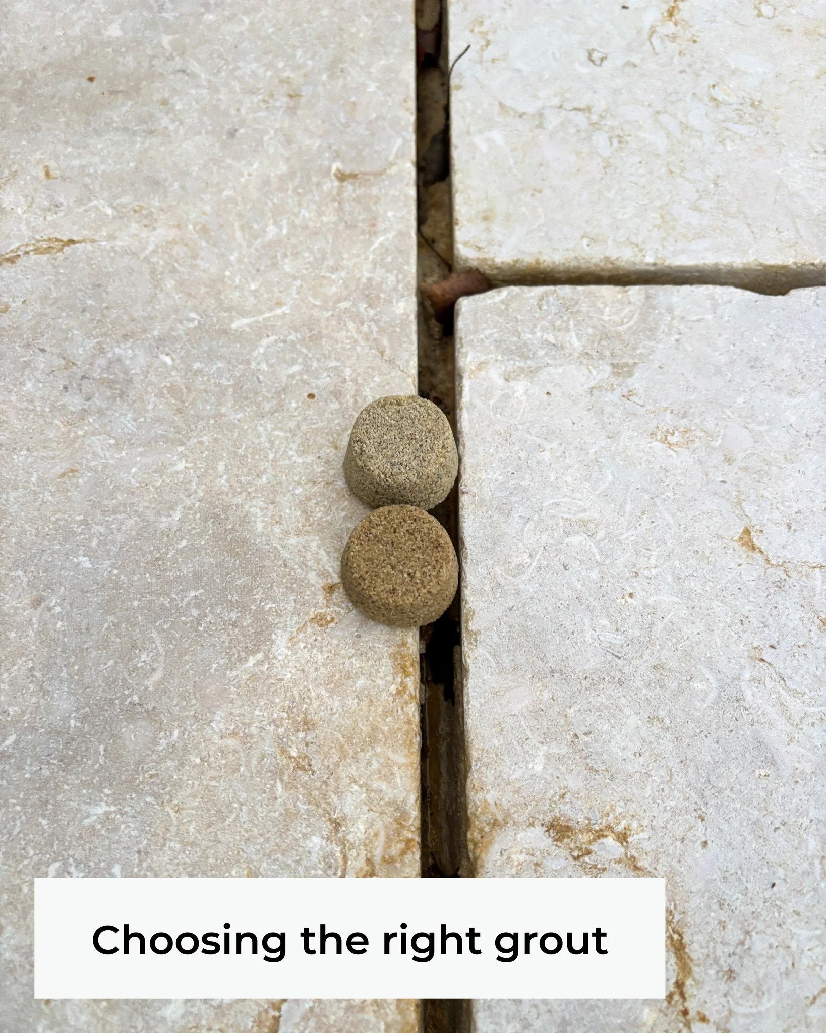 Choosing the right grout is as important as choosing the stone itself.
Colour, texture and depth all affect how the paving reads as a whole &mdash; whether joints quietly recede or subtly define each line.

Here we tested samples on site to find the 