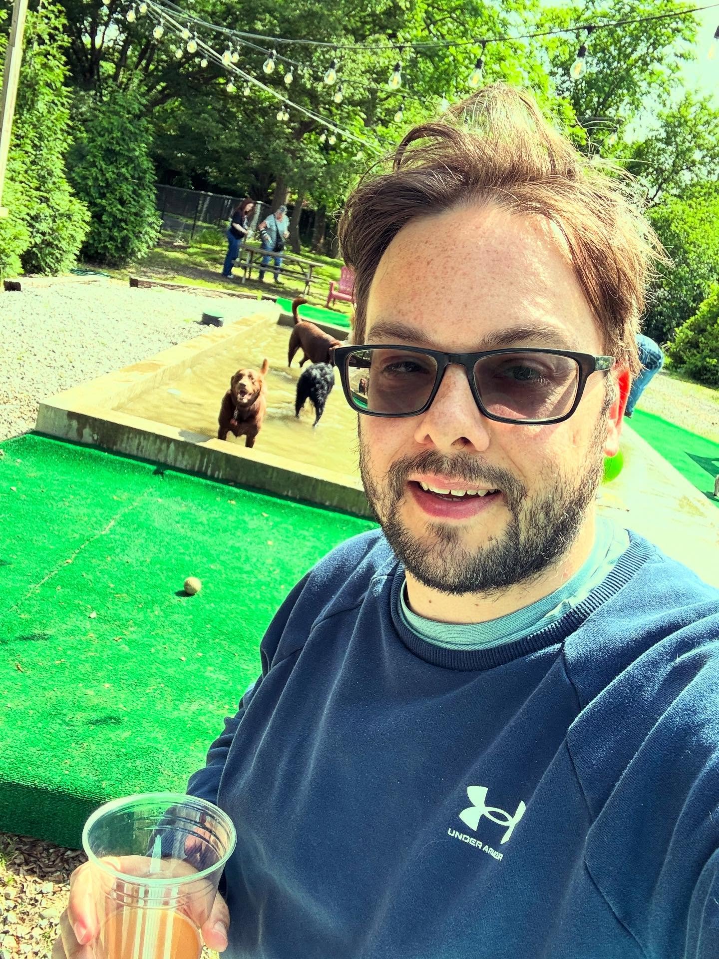 Dog day. Miles went to the dog bar at @clubk9louisville. He loves the water and the balls. #dogs #labrador #chocolatelab #dogbar #weekendfun