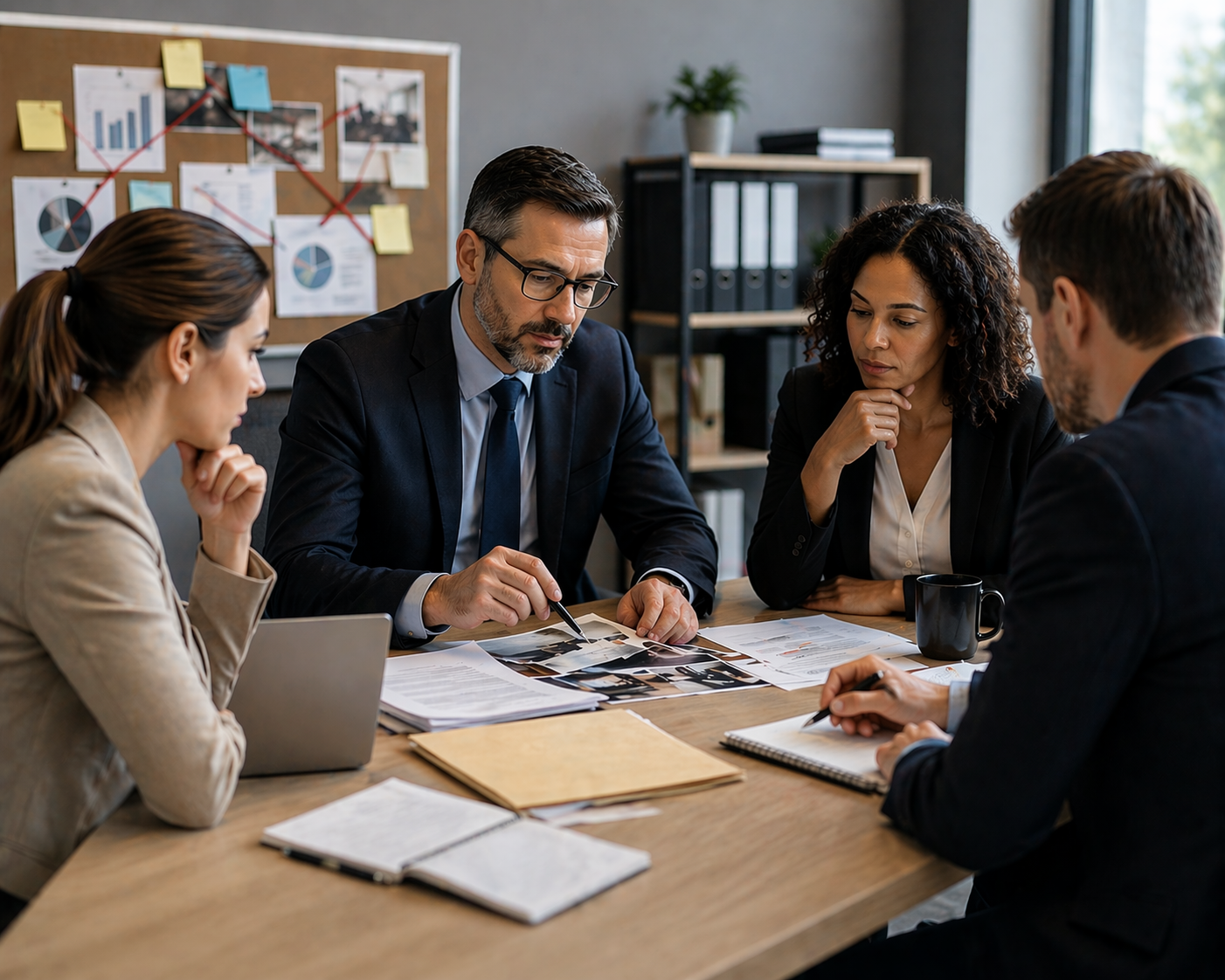 HR professionals and business leaders meeting in a modern office, representing HR function effectiveness, operational support, leadership alignment, and organizational performance review.