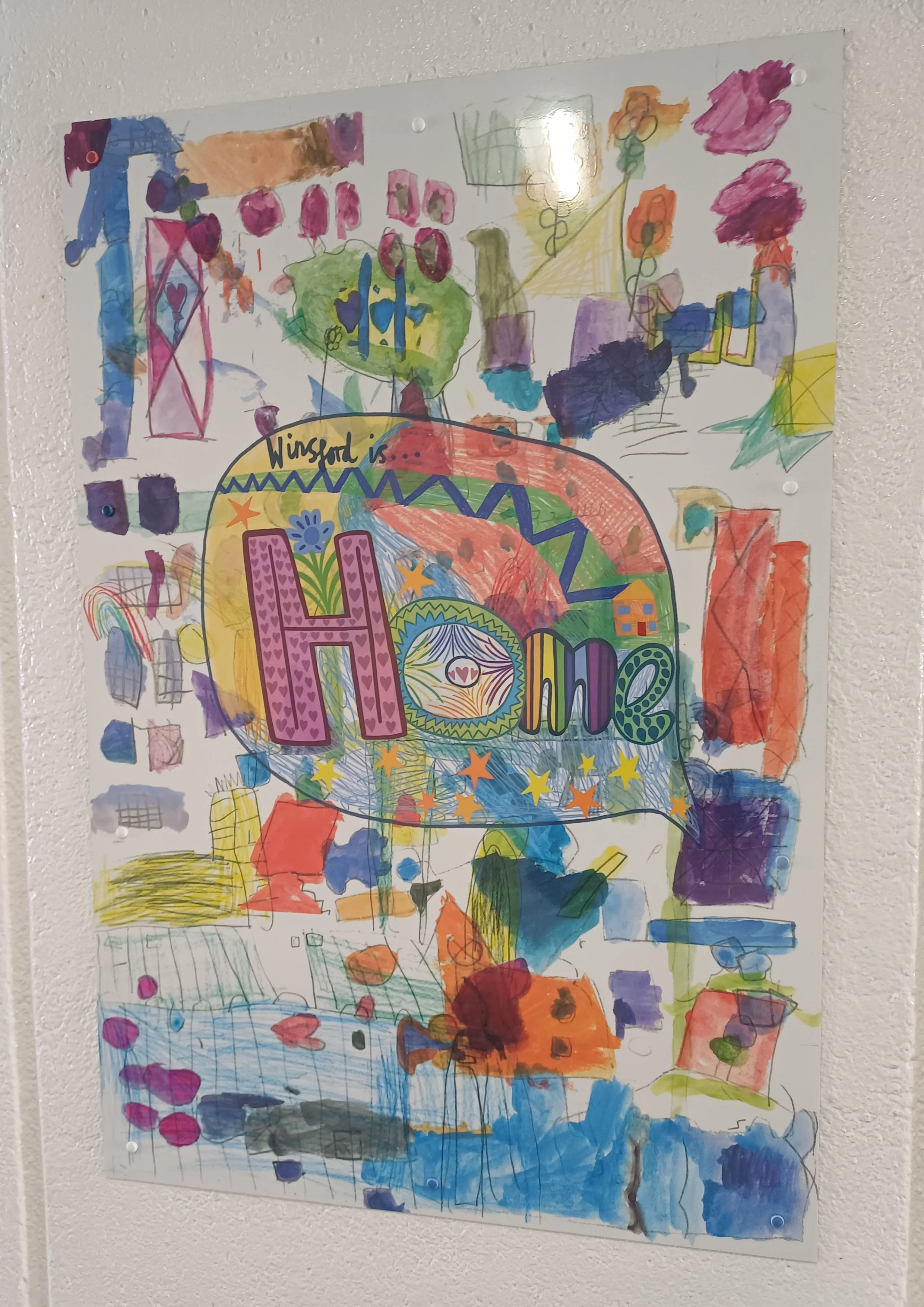 Large scale Alu printed panels that were installed in the interior subway area in Winsford that features co-created artwork from "From the Earth to the Stars" regeneration project. 