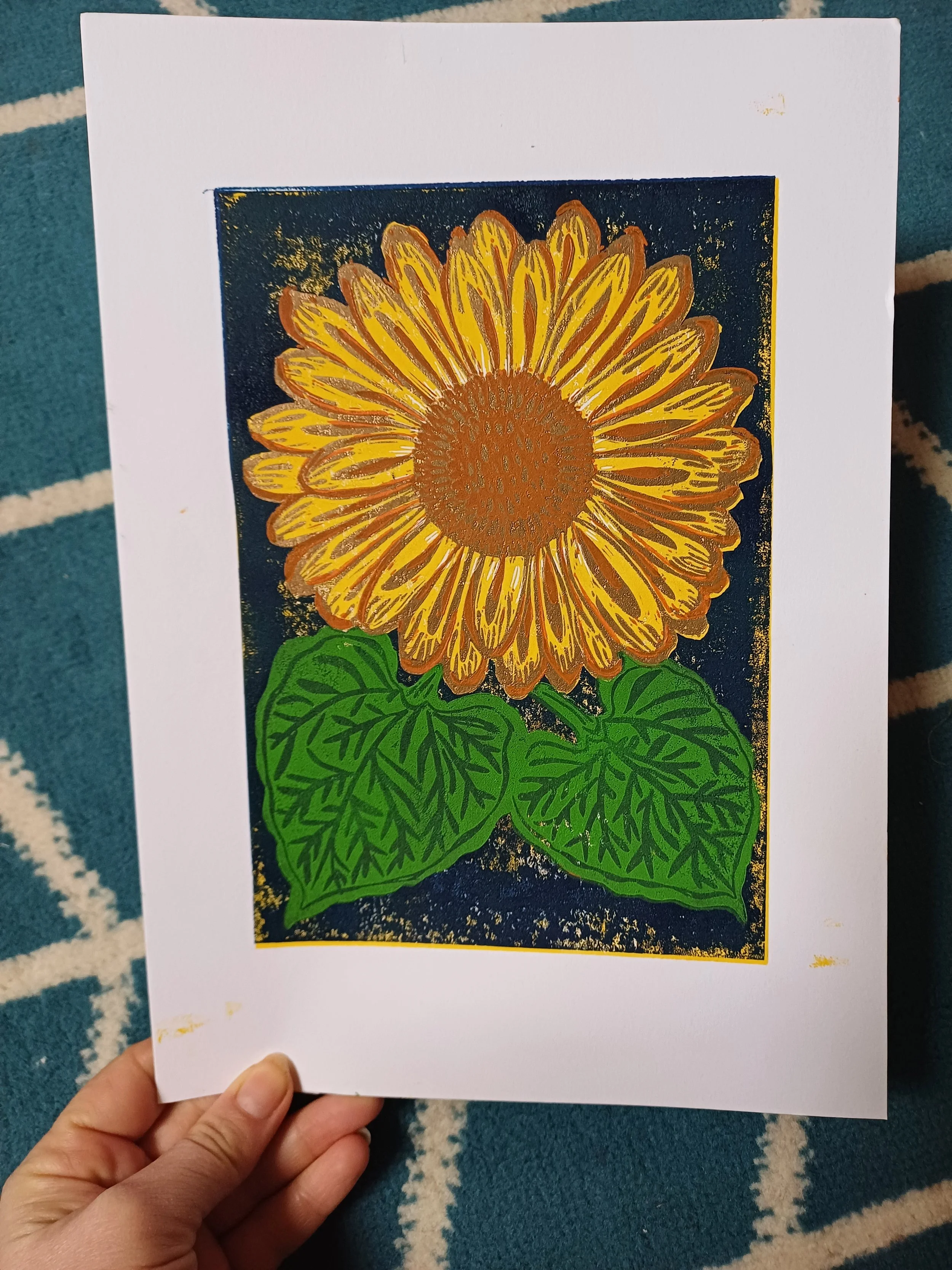 sunflower lino nearly done.jpg