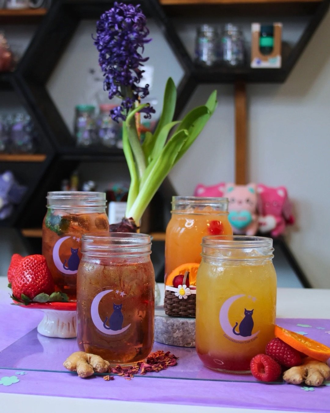 Spring, but make it bubbly. ✨
⭐️ Rose Ginger Fizz made with Vernors, CCC crafted rose syrup, and lemonade

⭐️ Tangy Tabby Fizz with 7 Up, cranberry and orange juices, grenadine, and a maraschino cherry

⭐️ Raspberry Orange Fizz with Vernors, orange j