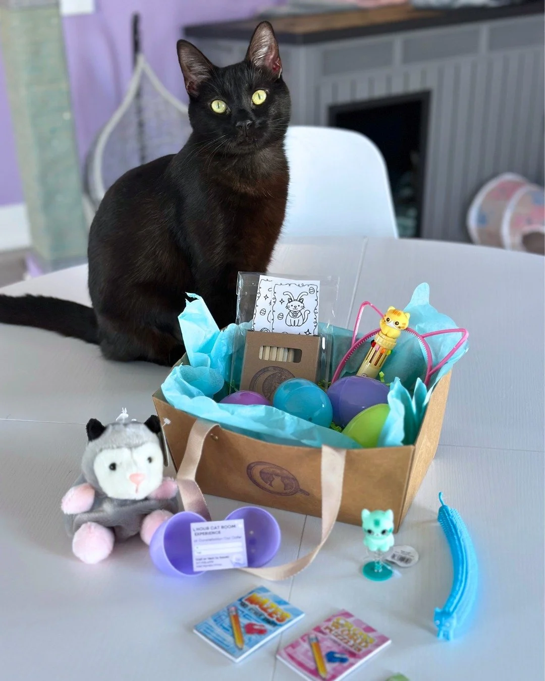 Pspsps... somebunny is here to share some special spring merch with you! 🐰

Ivy has been hard at work putting together Easter baskets that will be available for purchase starting this Saturday, 3/28. 

For $28, each basket includes: 

🐇 a palm pal 