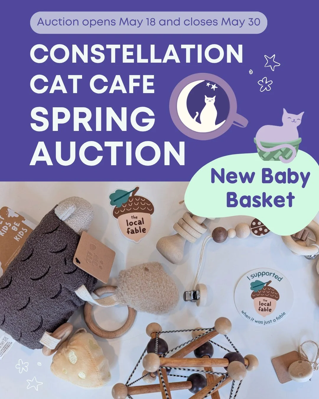 Looking for a little something special for the little ones in your life? This basket is purrfect if you have a new friend in the household or as a gift for your friends or family with a baby on the way! 💜

Starting Monday, May 18th our Spring Auctio
