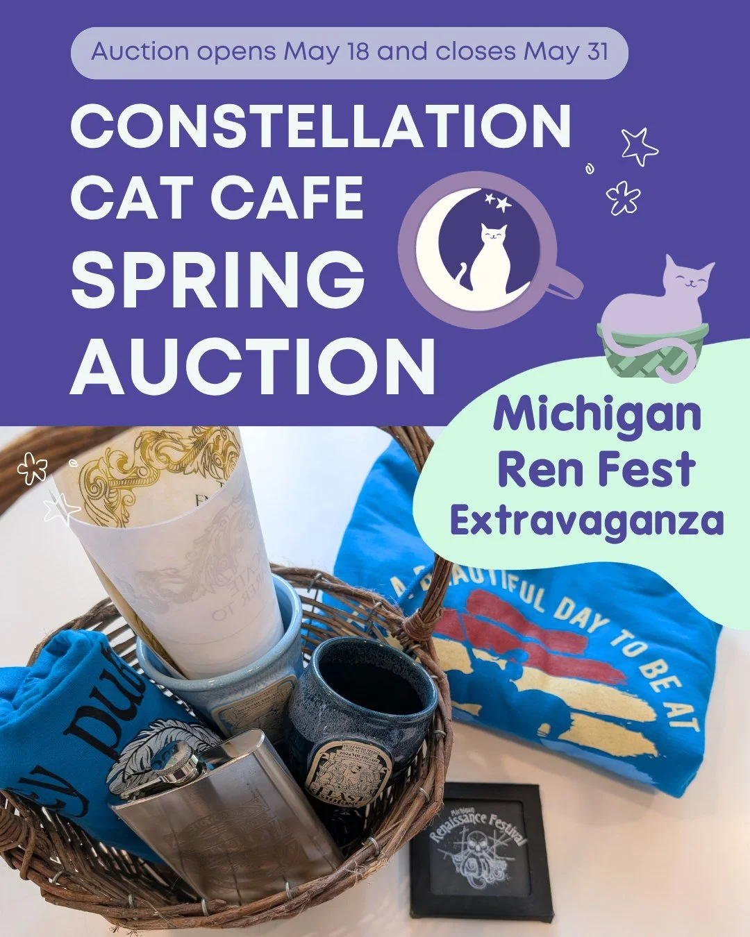 We've got a little bit of everything for everyone in our annual Spring Auction! Thank you to the @michrenfest, our not-so-far neighbors @chengduteahouse  and @toopressedtostress517 for being part of the magic.💜

Bidding is live until May 31st at 6pm
