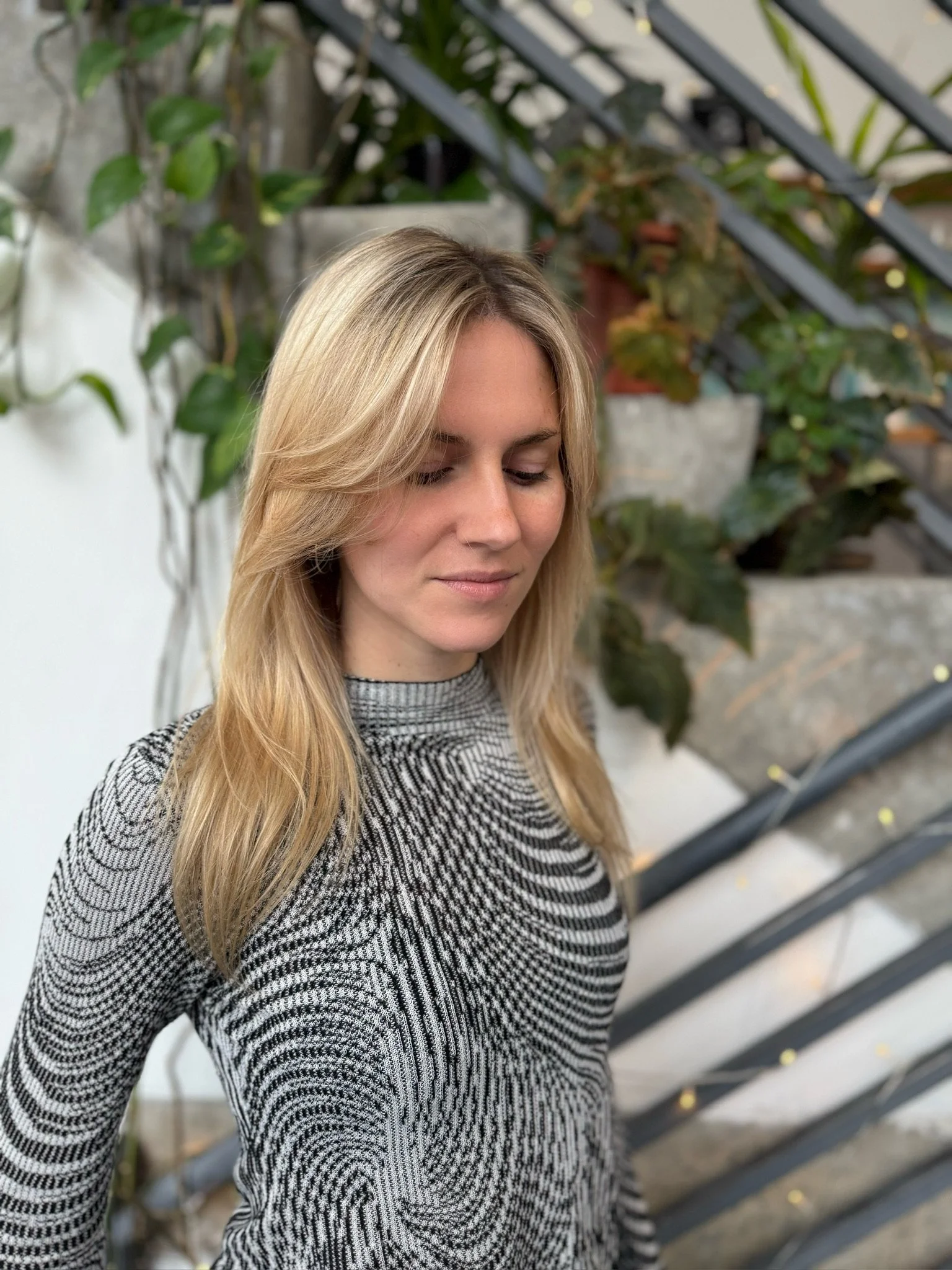 dimensional blonde highlights at Greenpoint Brooklyn salon soft blended blonde hair color NYC