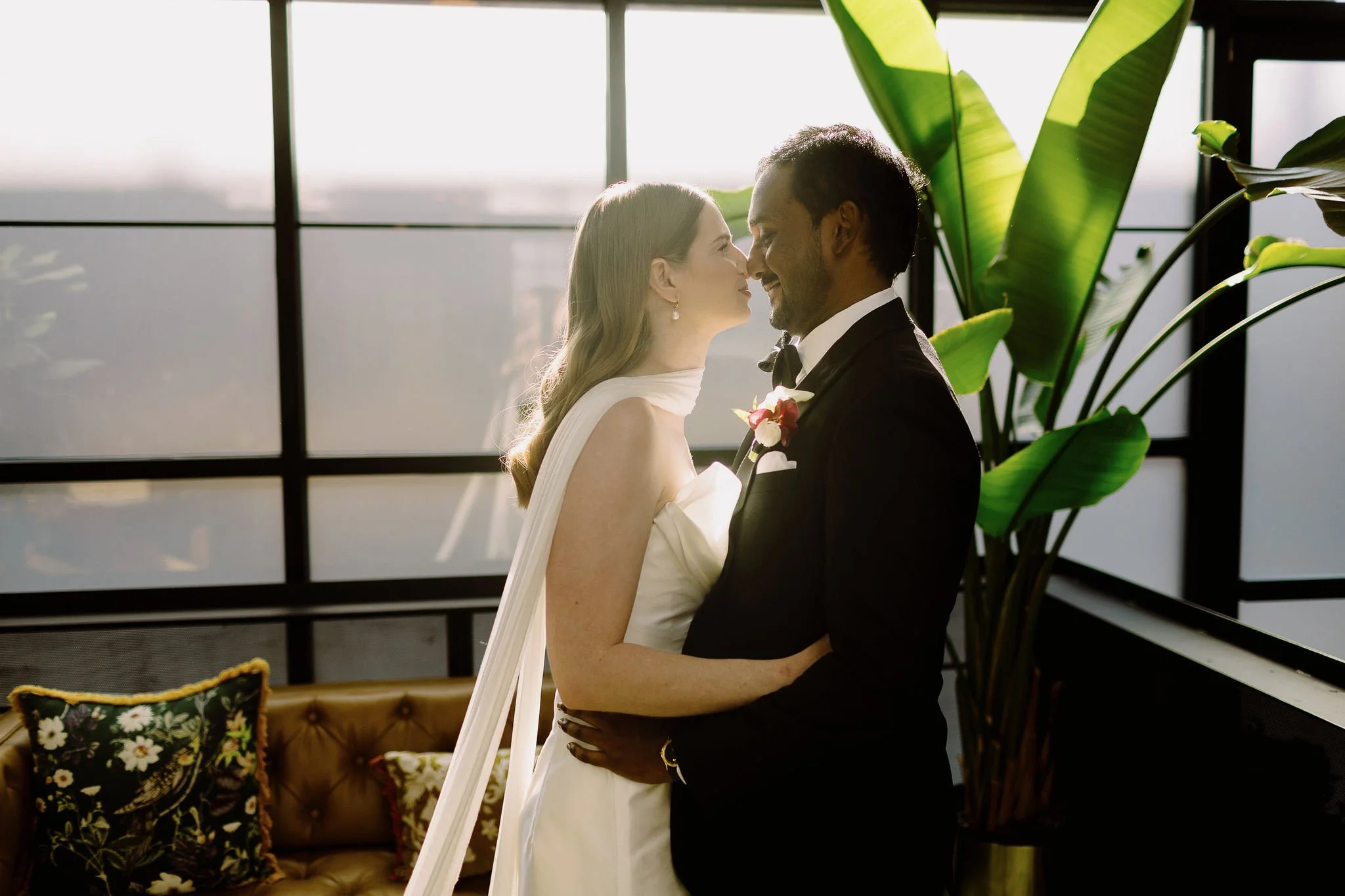 bride with classic Hollywood waves by Hidden Gem Bridal at a Brooklyn wedding venue destination wedding NYC