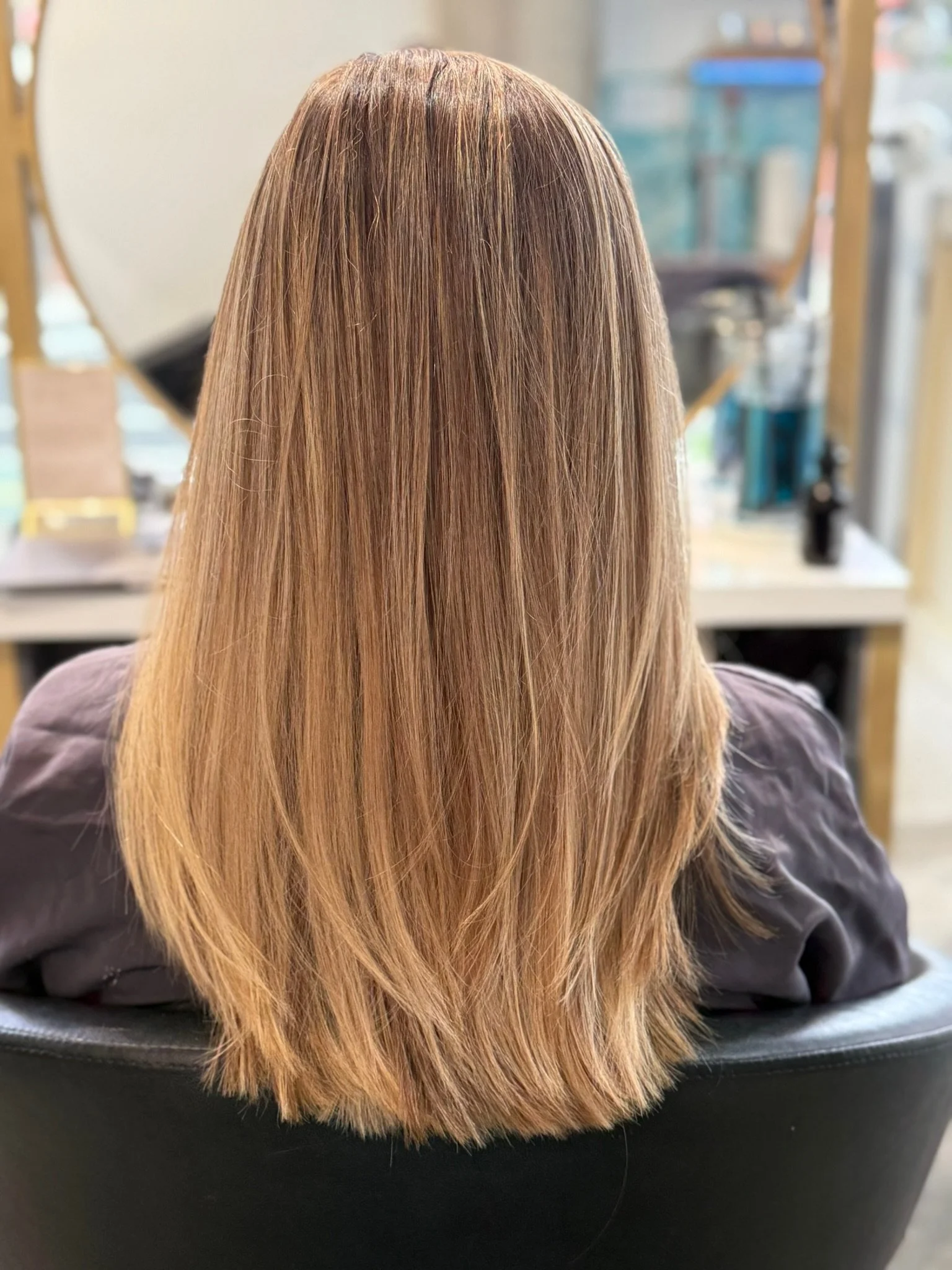 lived in blonde balayage with soft dimension at Gem House Salon in Greenpoint Brooklyn low maintenance blonde hair NYC