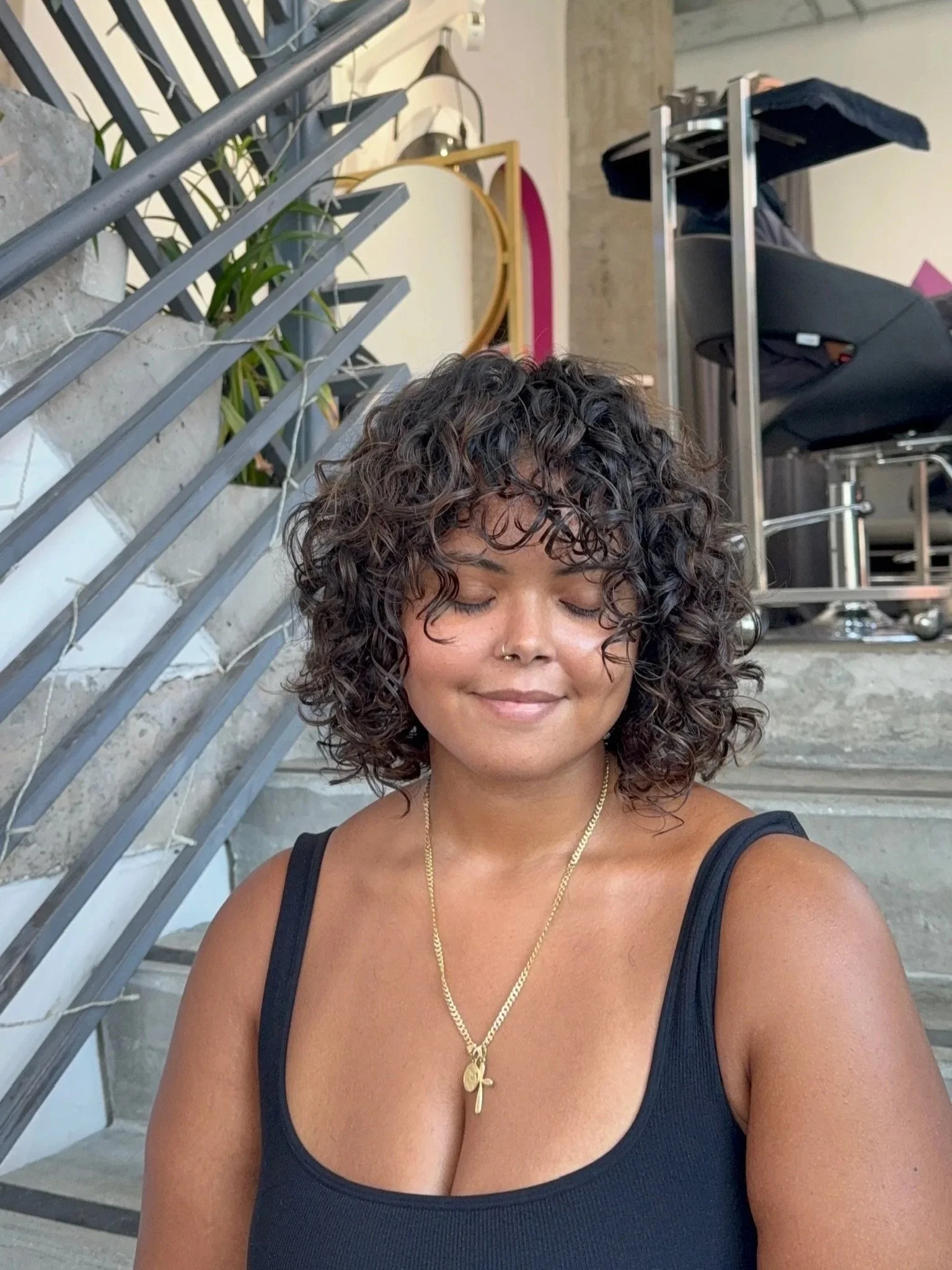 Round layered haircut with soft volume and movement at Gem House Salon in Greenpoint Brooklyn