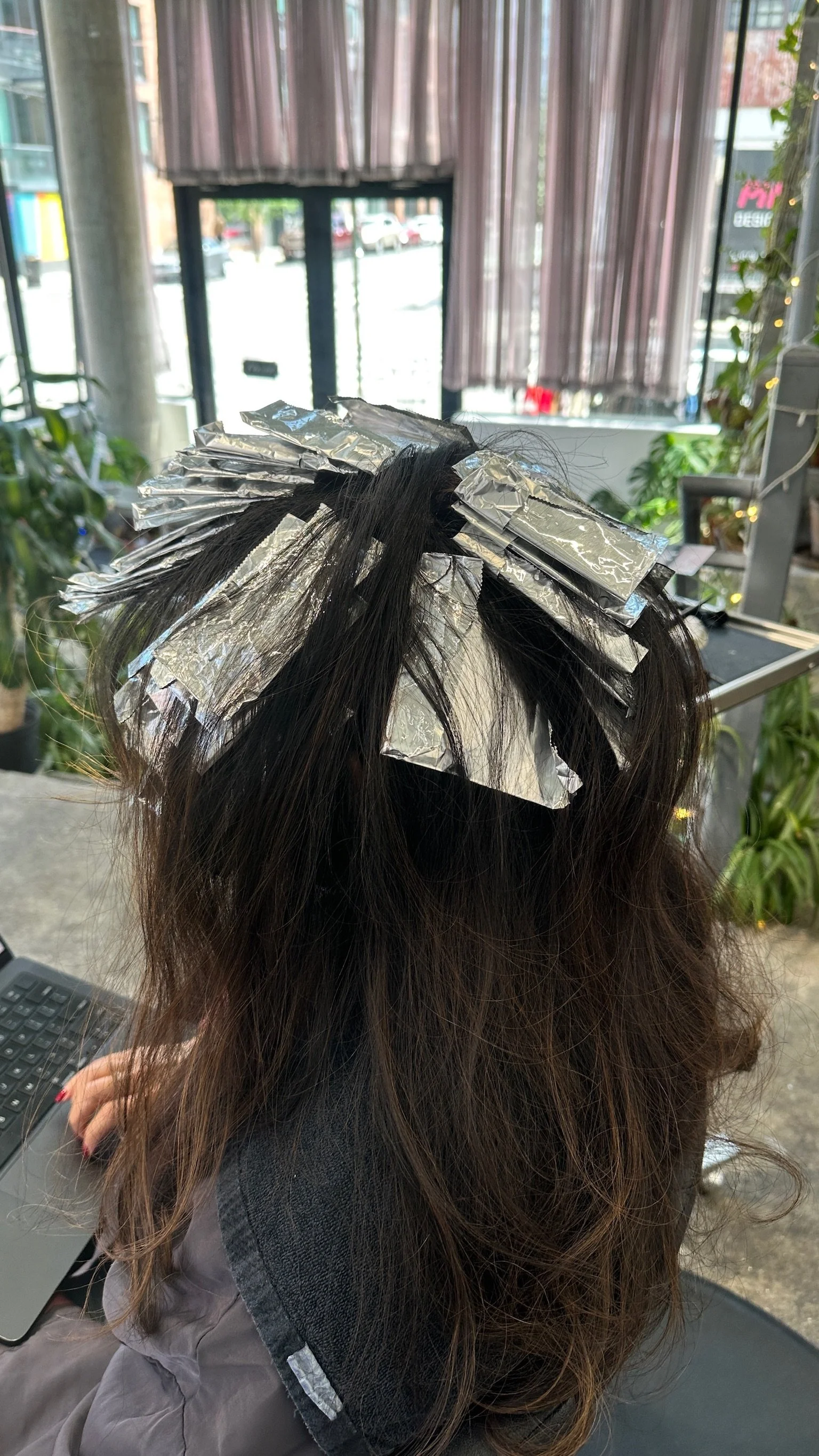 Lived-in beige blonde highlights with blended roots and soft dimension at Gem House Salon Brooklyn.
