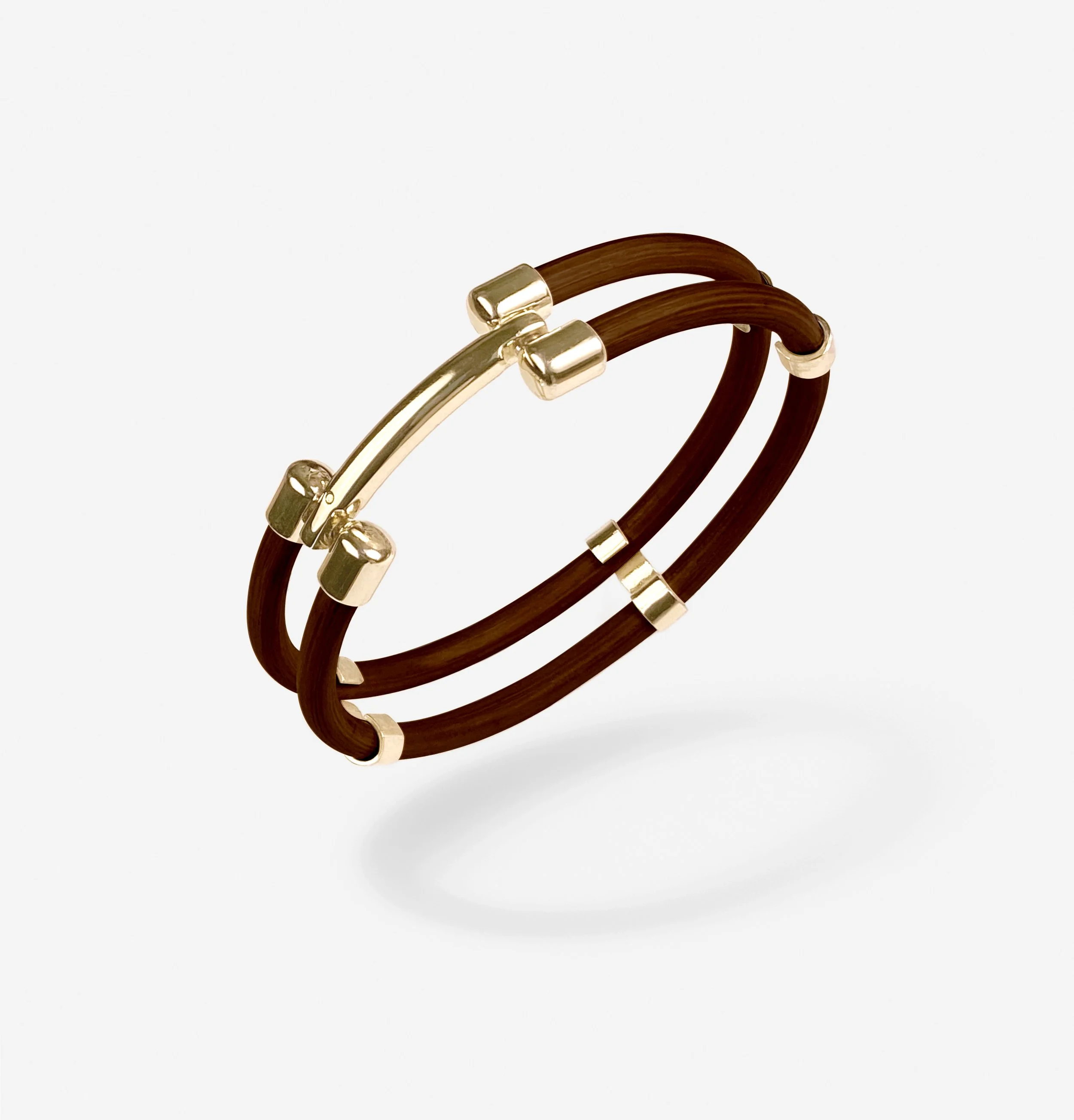 BRACELET DEUX JONCS – MARRON ET DORÉ
