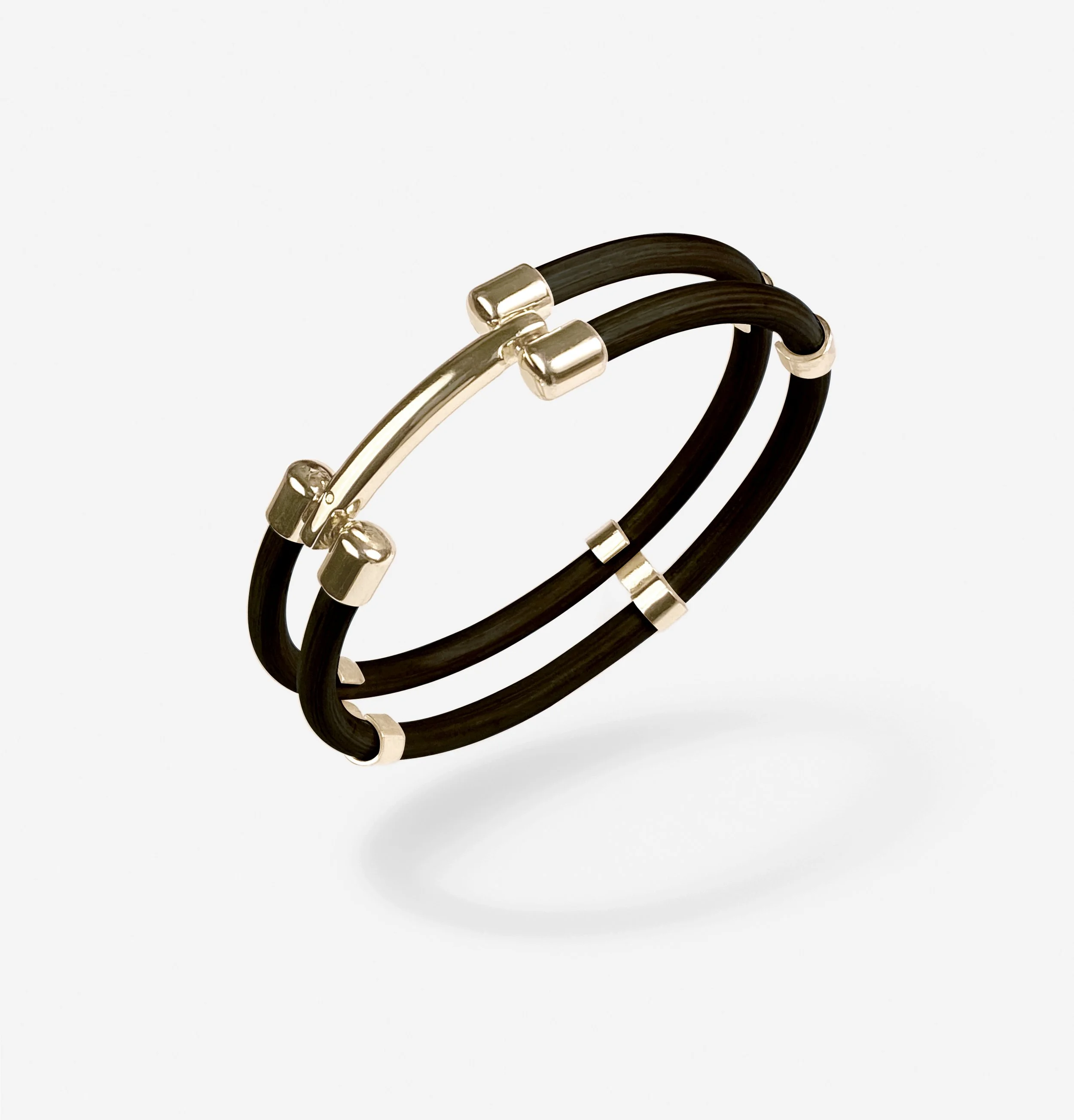 BRACELET DEUX JONCS – NOIR ET DORÉ