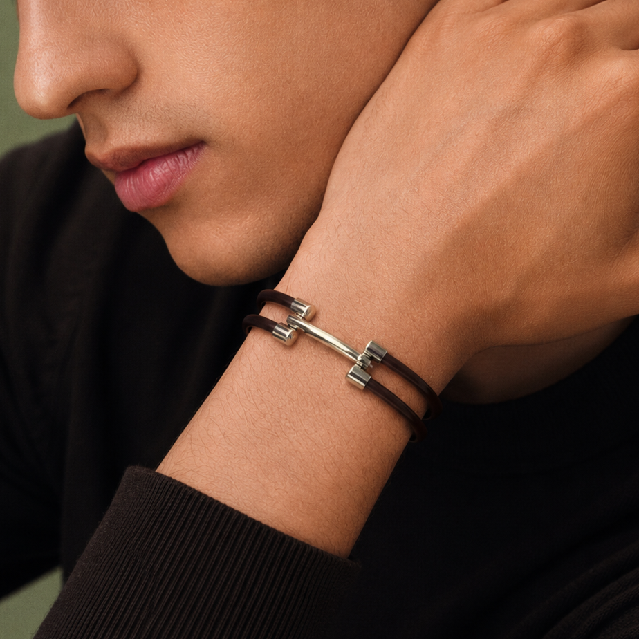 CECILE PHILIBERT-BRACELET DEUX JONCS-MARRON-ARGENTE.jpg