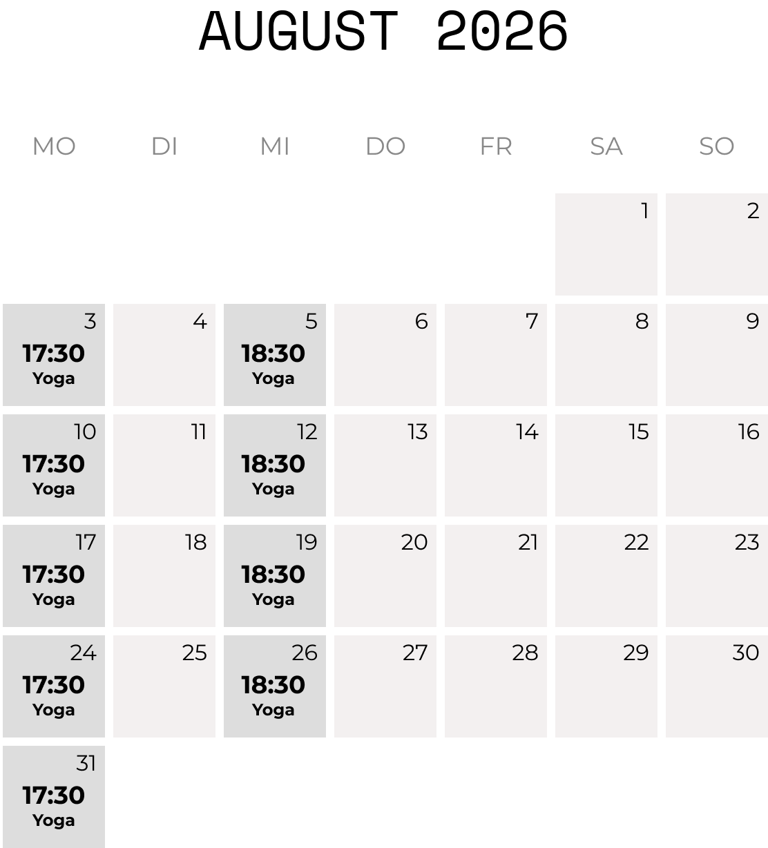Jede Einheit 75min