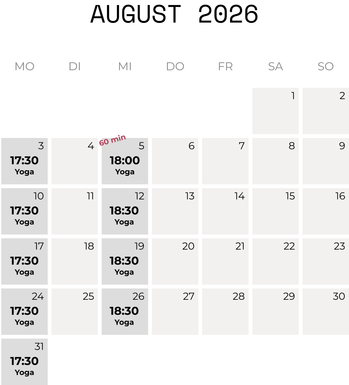 Jede Einheit 75min, außer 5.8.