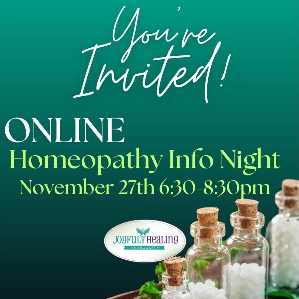 ONLINE HOMEOPATHY INFO NIGHT
Wednesday November 27th 6:30-8:30pm

As the air turns crisp and we spend more time indoors, our bodies call for deeper care and support. 💜

Join me for an evening devoted to understanding how homeopathy can naturally str