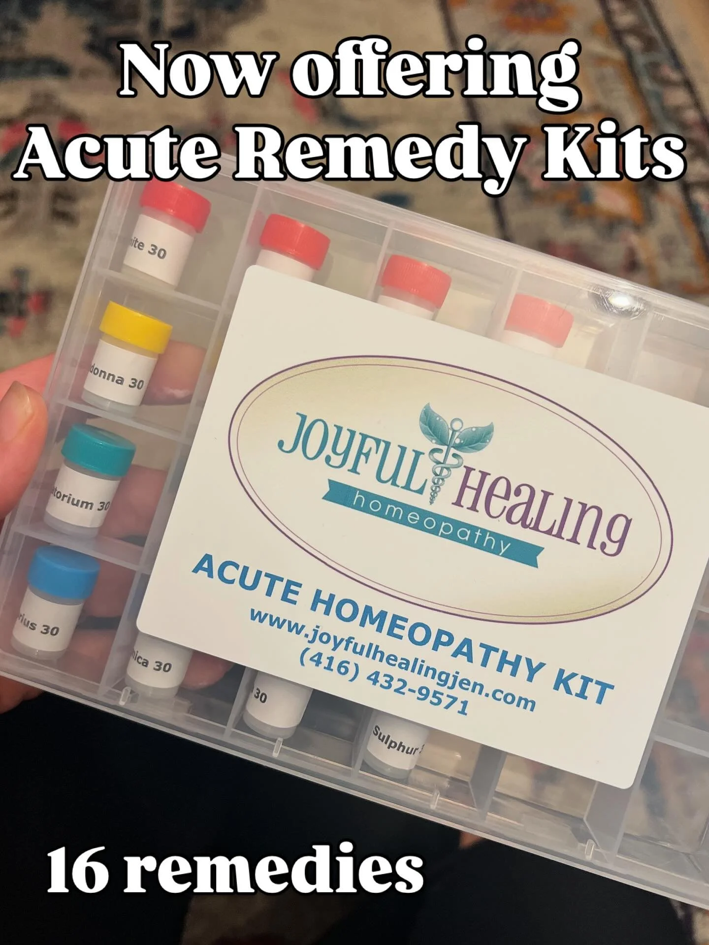 I&rsquo;m now offering acute remedy kits for sale. $60 gets you 16 remedies. (Approx retail value $130) this comes with a 9 page booklet on how and when to use each remedy to support you and your family. 

Remedies included:
Aconite 30
Apis 30
Arnica