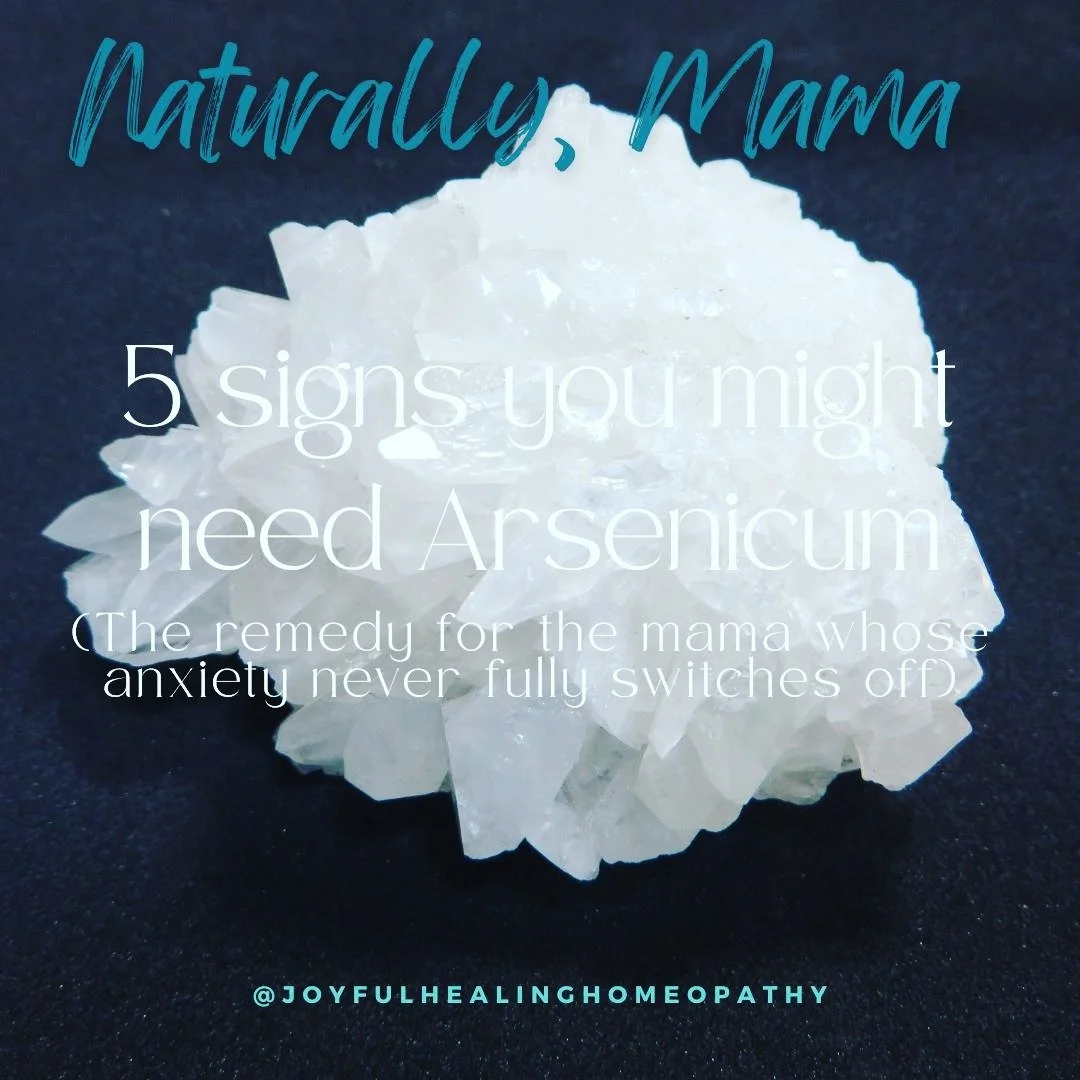 Meet Arsenicum Album a remedy I reach for when a mamas nervous system is in a state of
constant, exhausting vigilance.
The new mama landscape is already full of uncertainty and for some women, that uncertainty becomes consuming. The anxiety runs on a