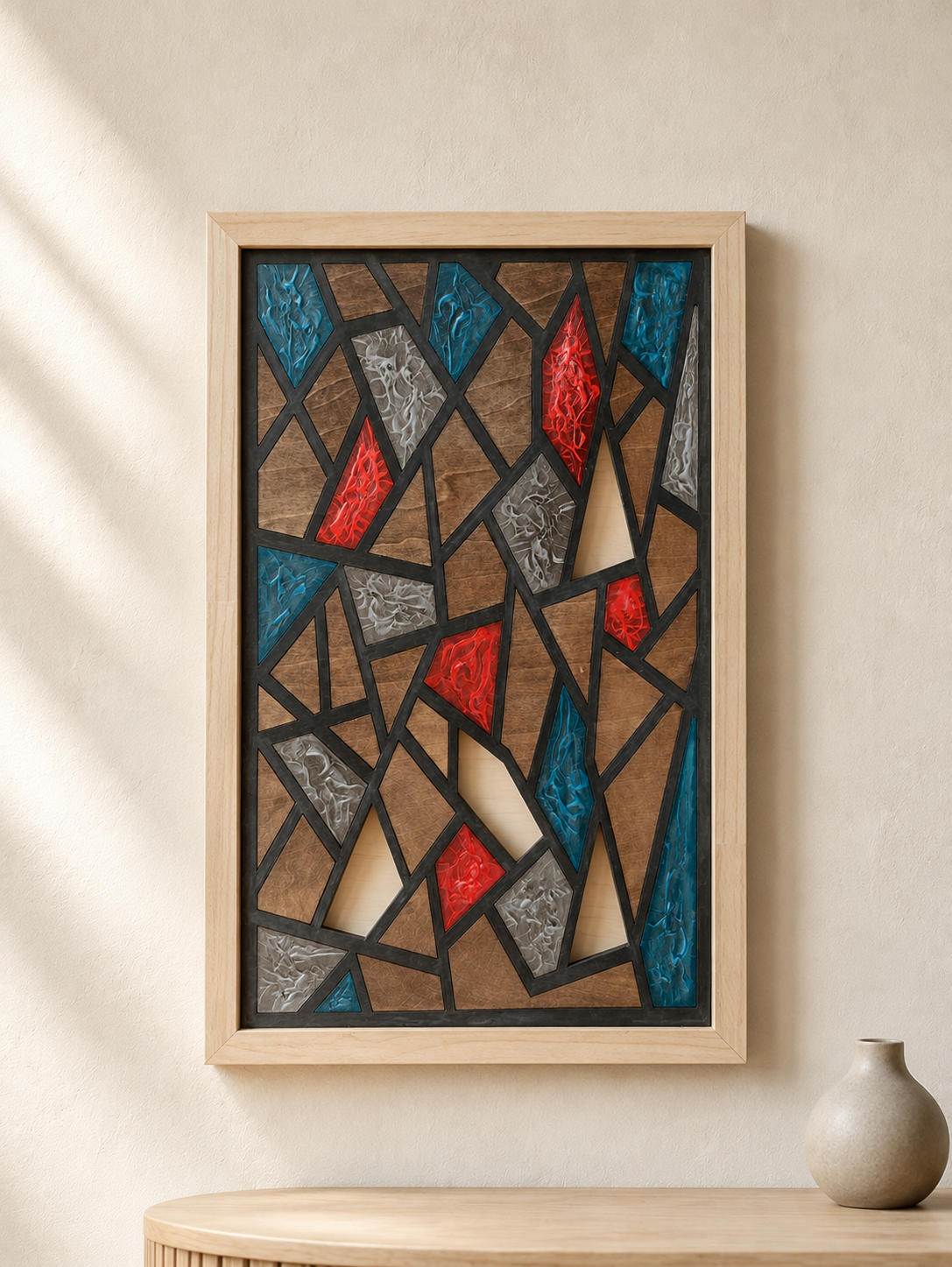 Wooden Stained Glass Panel
