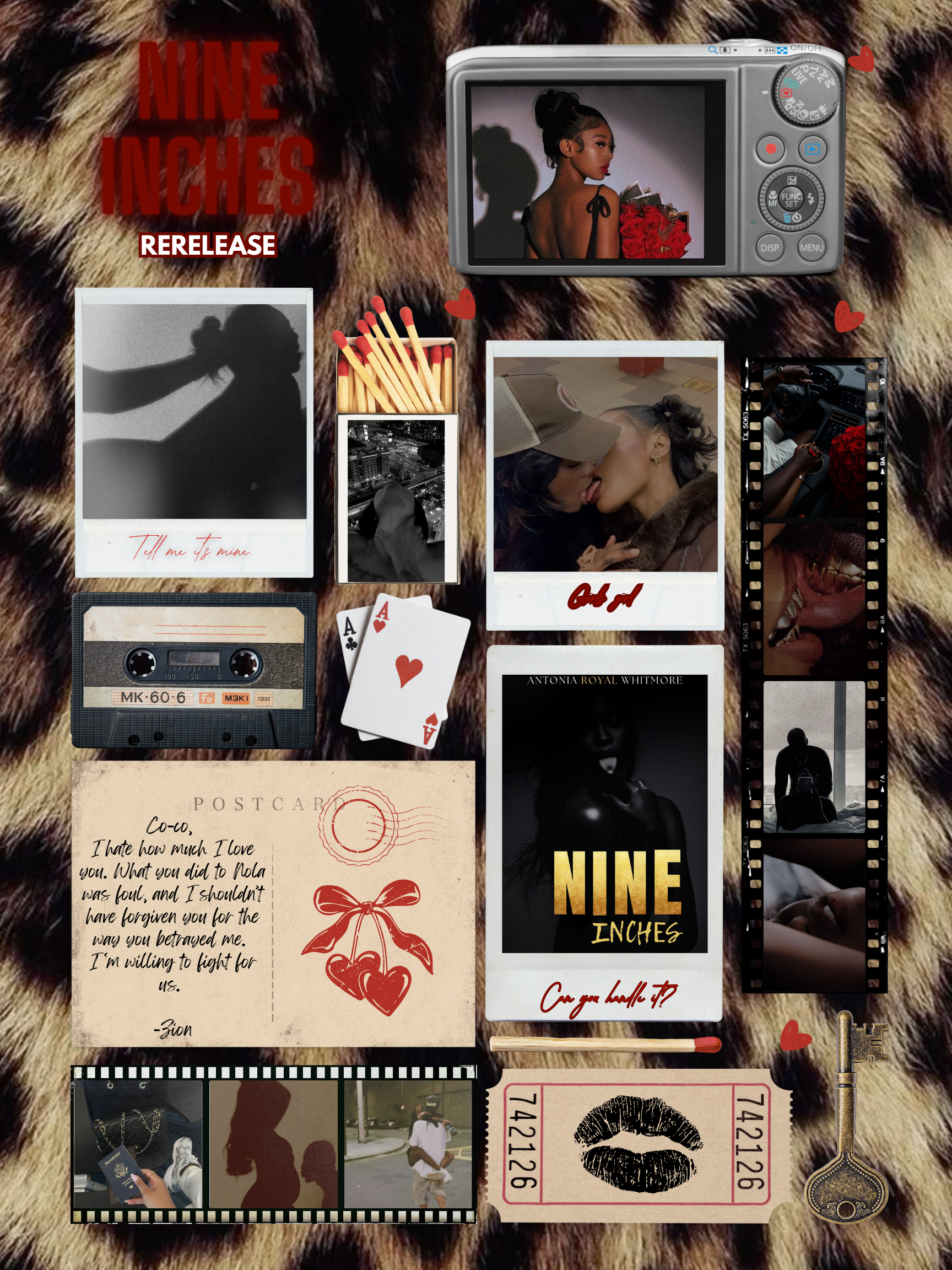 Red and Black Vintage Matchbook Art Collage Valentine's Day Poster.png