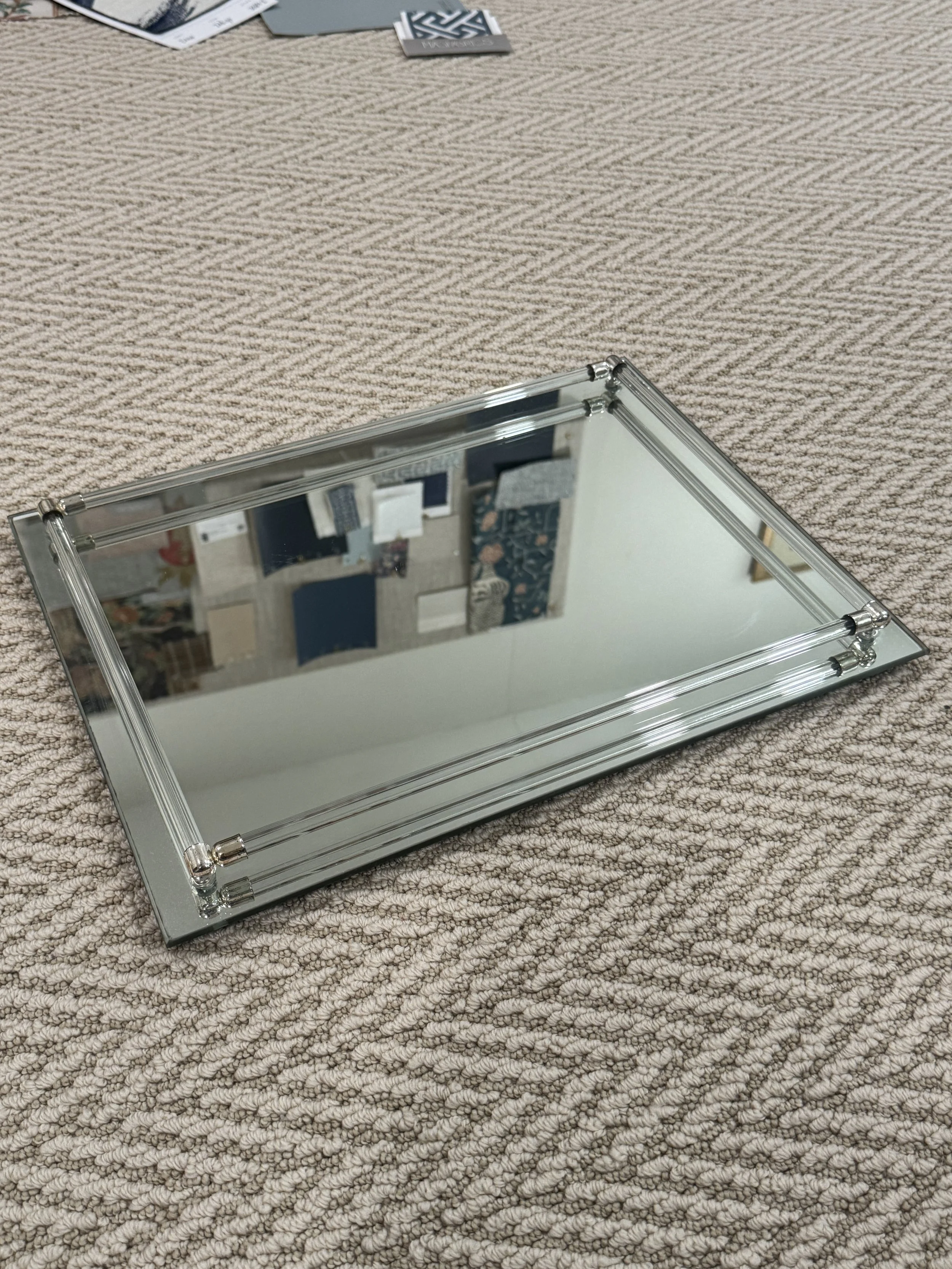Vintage mirror and acrylic tray