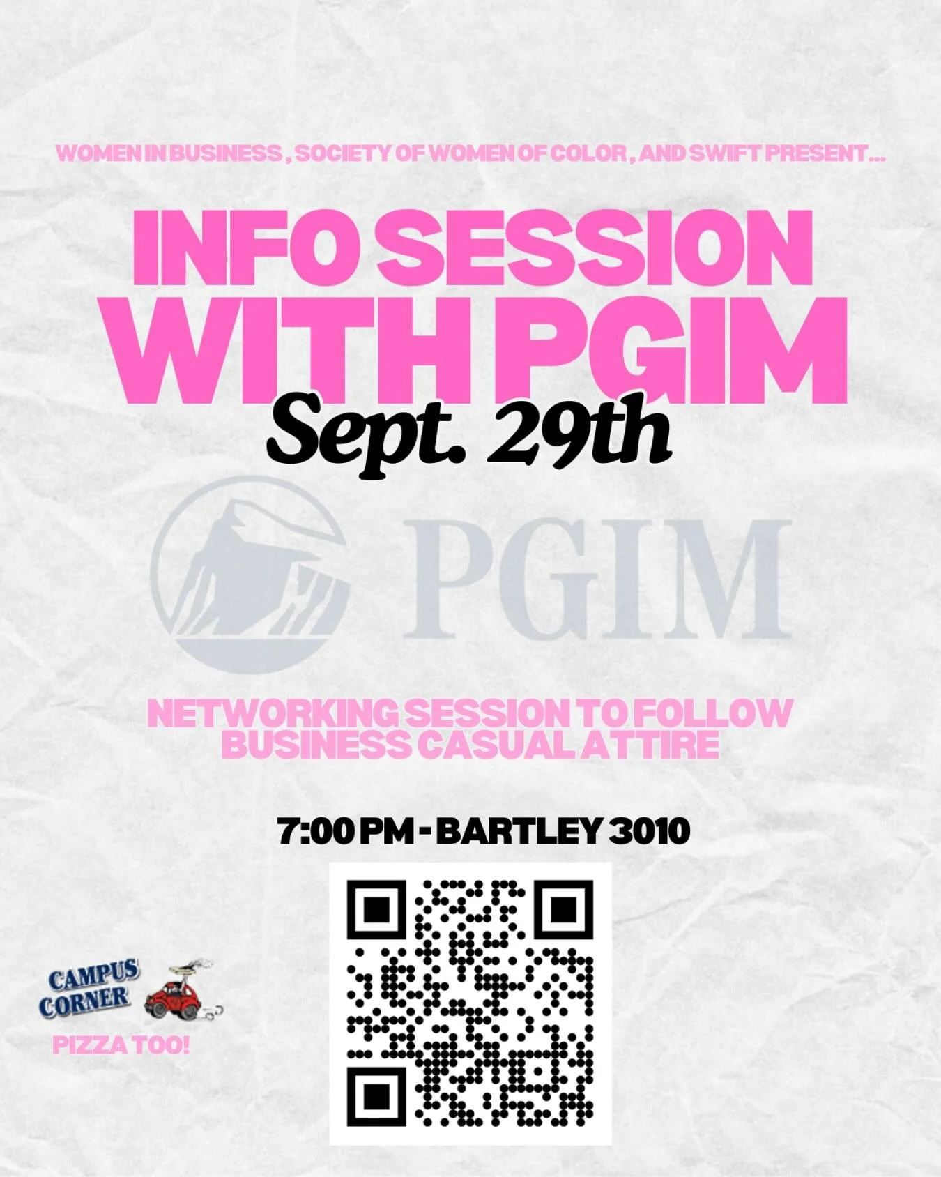 Join WiB, Society of Women of Color, &amp; SWIFT for an info session with PGIM on September 29!