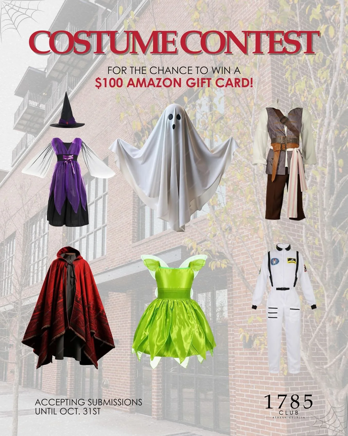 CONTEST TIME 👻‼️
1785 Club Residents ➡️ 
DM us pictures of your Halloween costume by the end of October 31st for the chance to win a $100 Amazon gift card!
How to enter:
1. DM us up to 3 pictures of your costume! (must be the same costume)
2. Voti