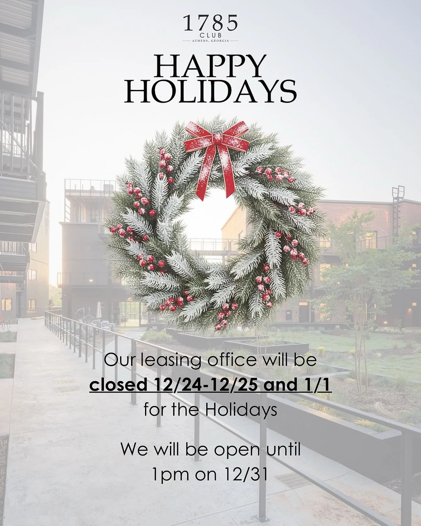 We hope everyone has a safe and happy holiday! 

#the1785club #athensga #uga #holidays