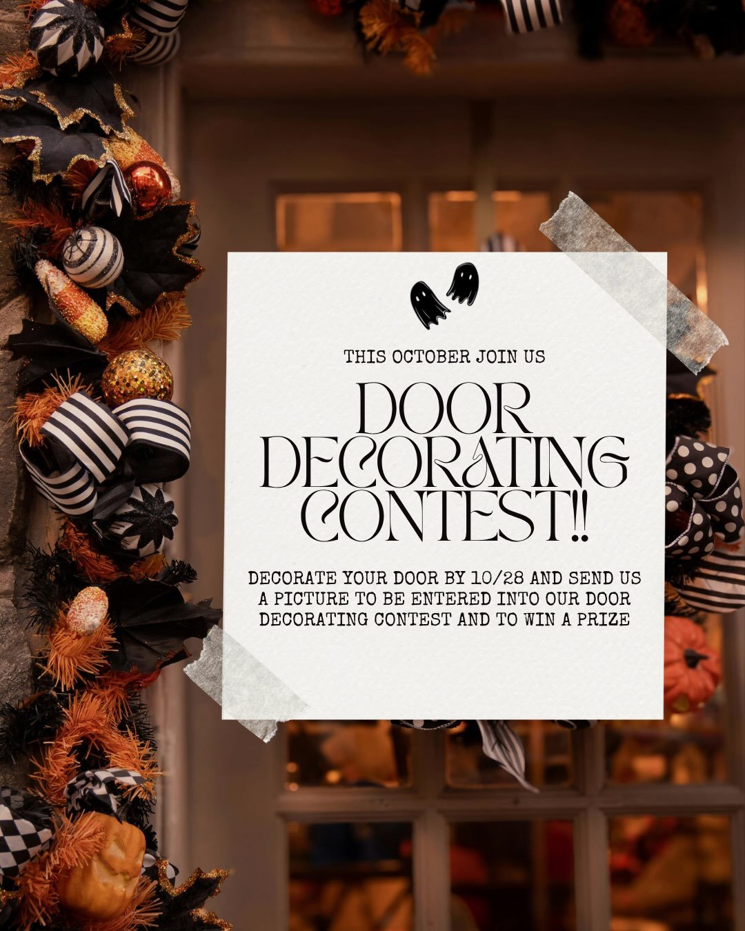 Halloween Door Decorating Contest

It&rsquo;s time to get spooky, creative, and festive!&nbsp;
Decorate your apartment door with your best Halloween d&eacute;cor and send us a photo for a chance to win a gift card! From spooky and scary to cute and c