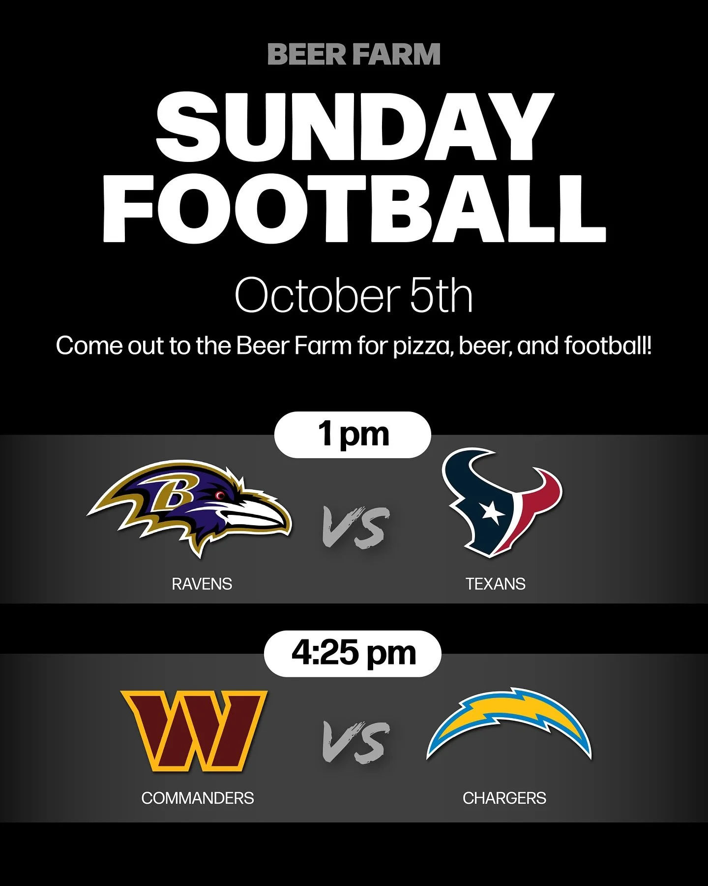 Pizza, beer, and football? 🏈 Sounds like the perfect way to spend Sundays 🤩 Join us at the taproom to catch your favorite games! 🍕🍻 #BeerFarm #Football #NFL #BrookevilleBeerFarm